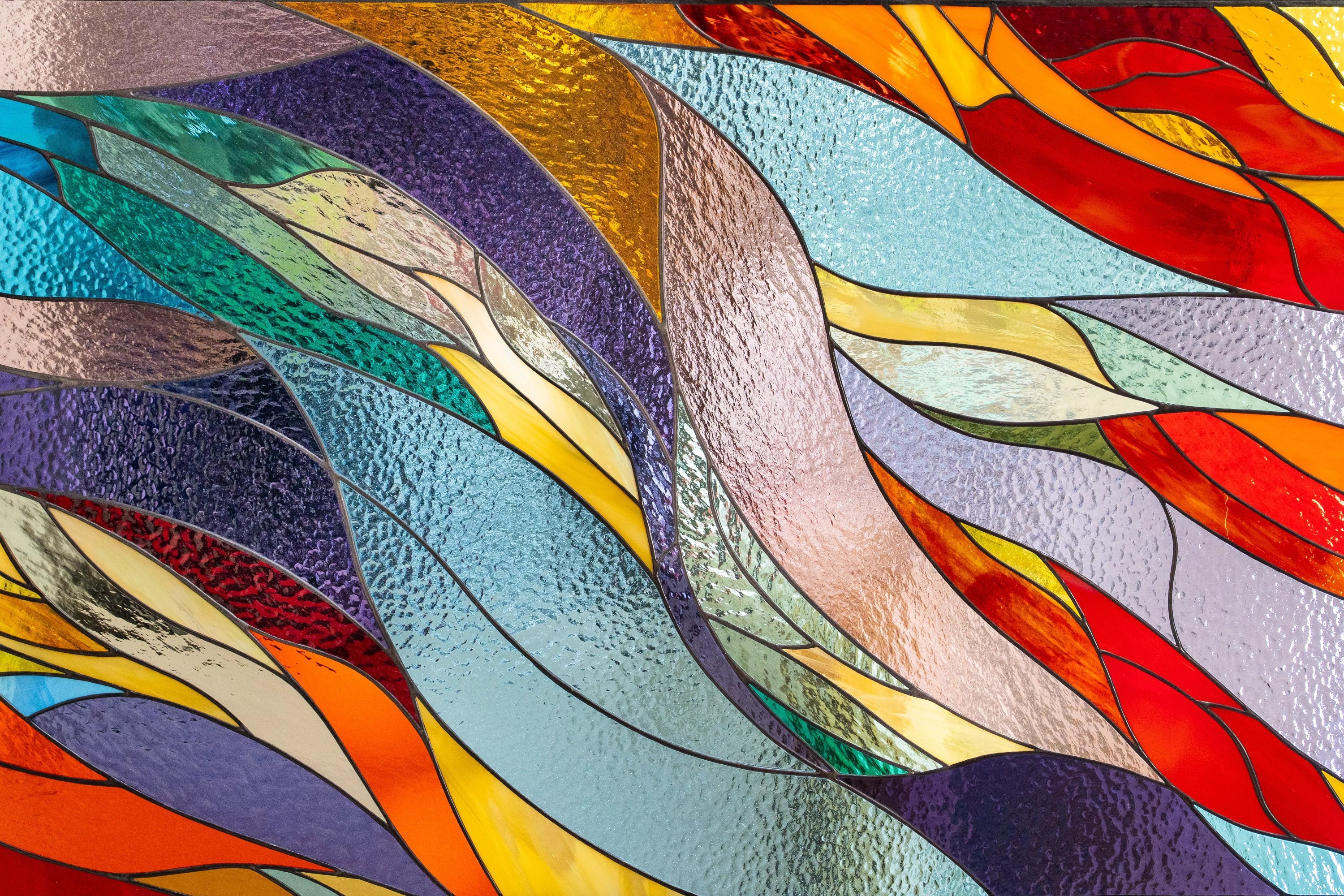 Stained glass modern panel with bright colorful design