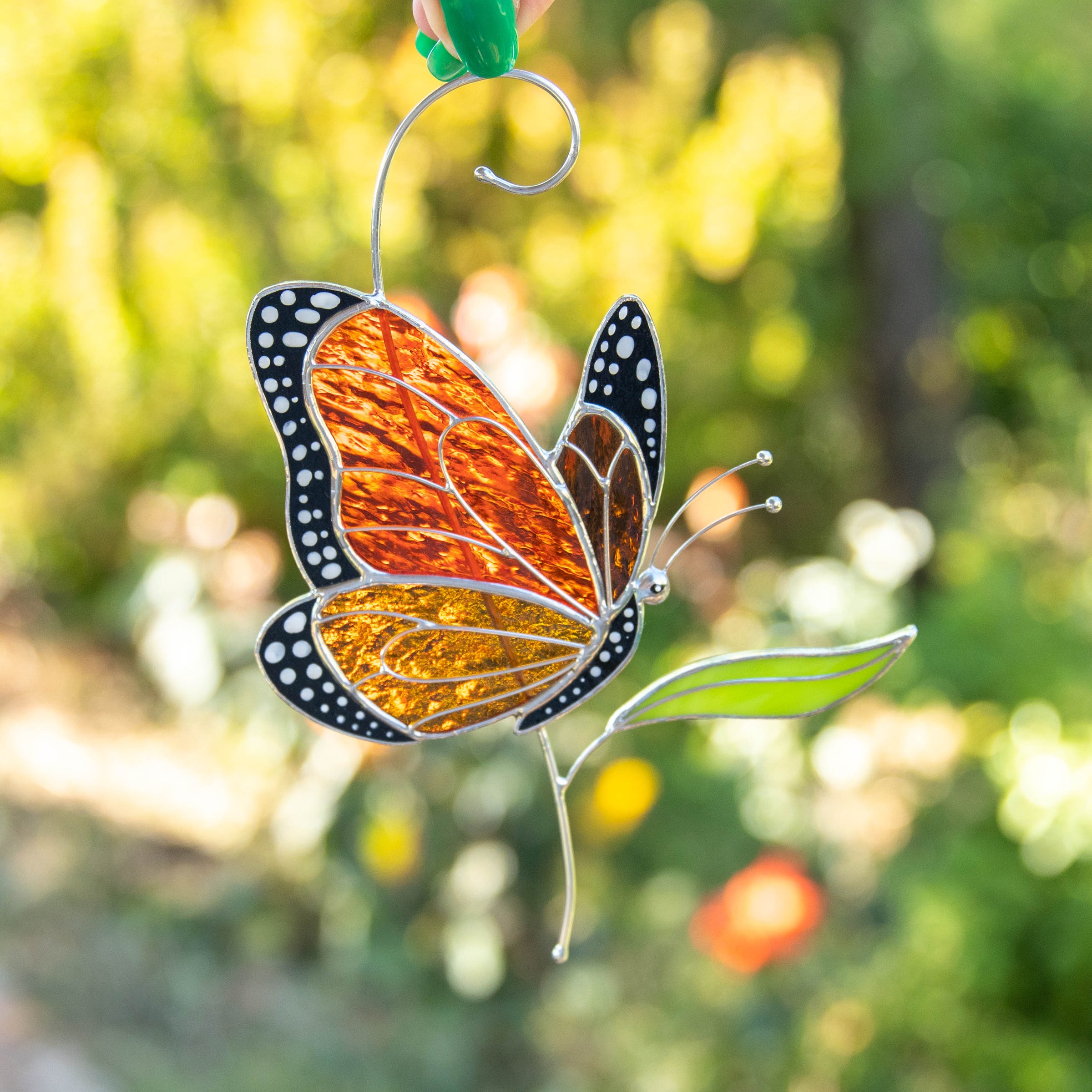 Stained glass Butterfly,Mothers Day gift ,Corner Window 2024 Stained Colourful Hanging Glass Panel, Gift For Nature Lover