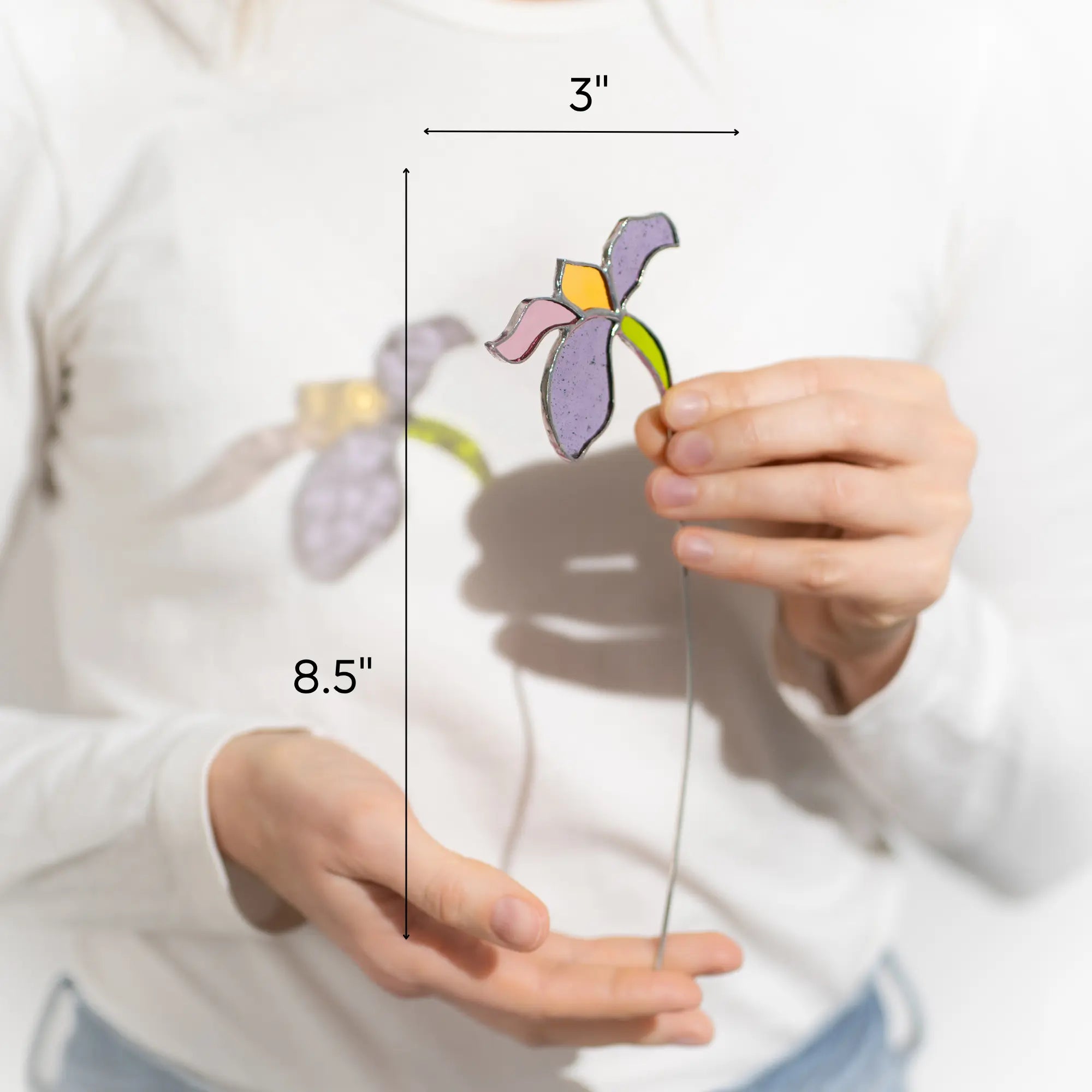 Three Irises - Stained Glass Plant Stakes