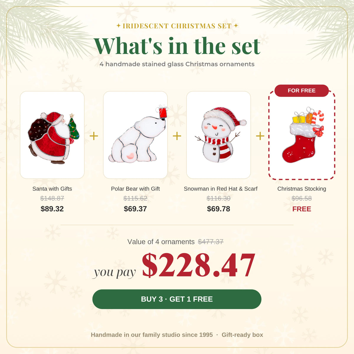 Set "Santa is Coming" - Christmas Stained Glass Suncatcher