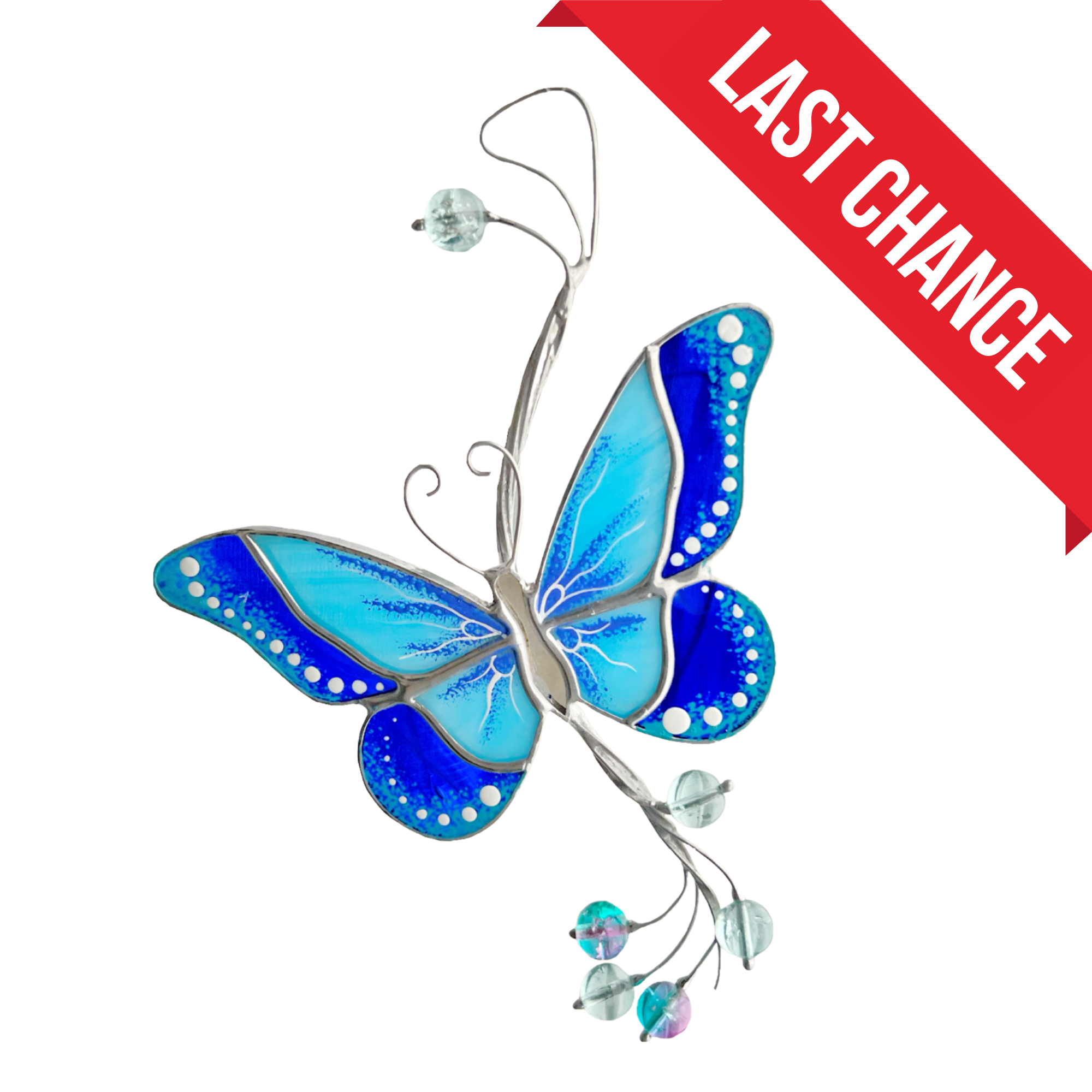 Mirror Blue Butterfly - Stained Glass Suncatcher