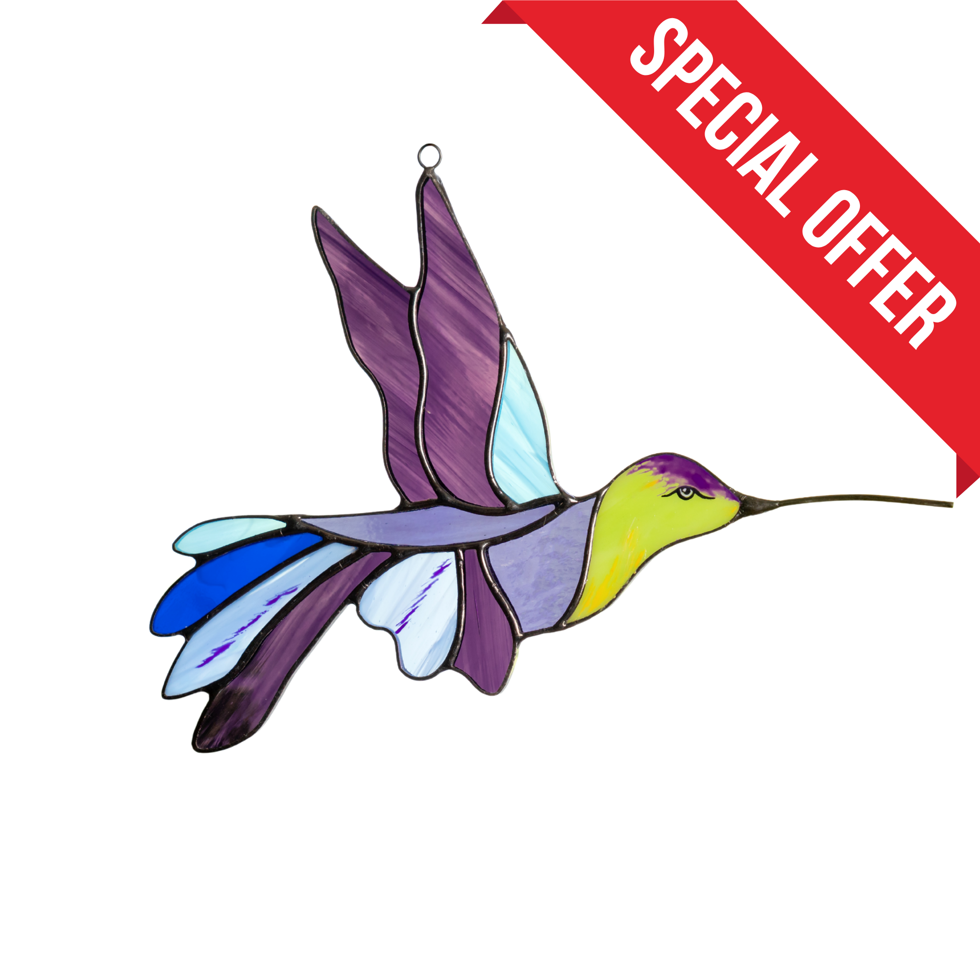 Purple Hummingbird - Stained Glass Suncatcher