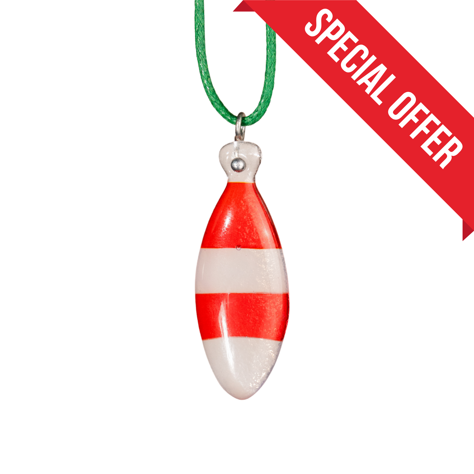 Coral Stripped Fish - Fused Stained Glass Necklace