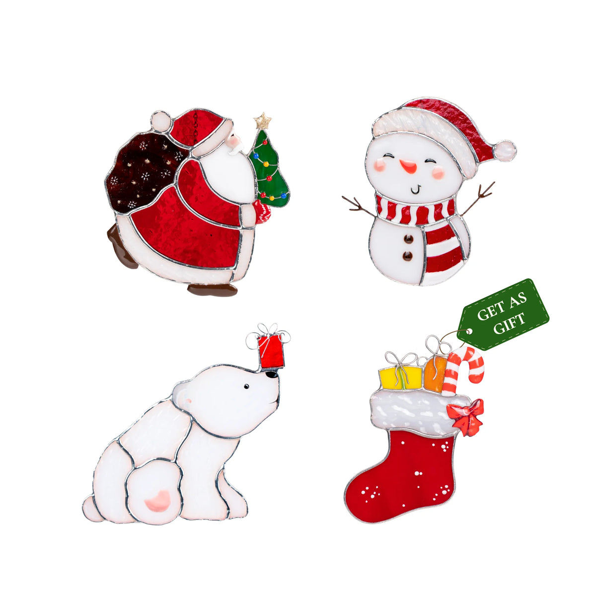 Set "Santa is Coming" - Christmas Stained Glass Suncatcher