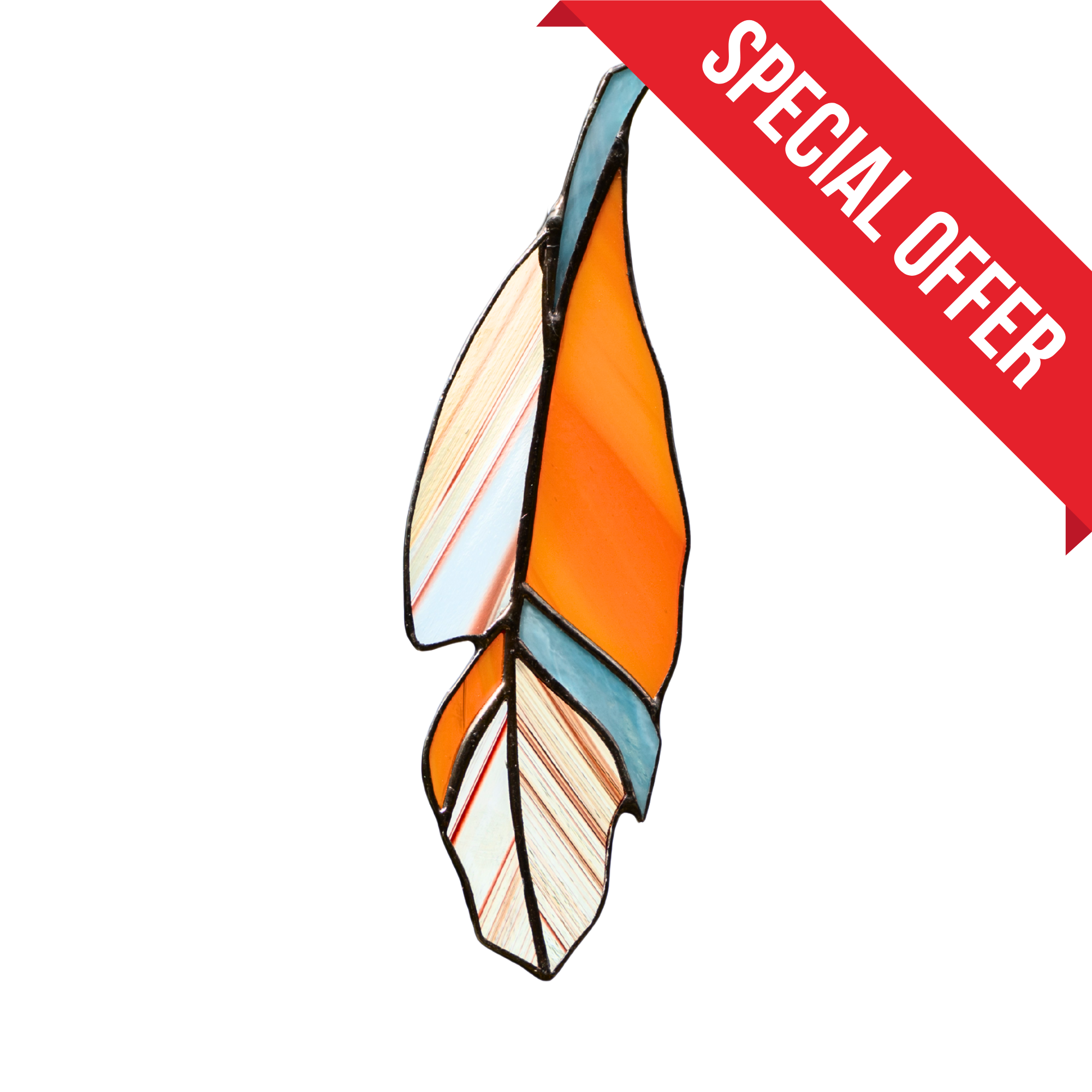 Orange Feather - Stained Glass Suncatcher