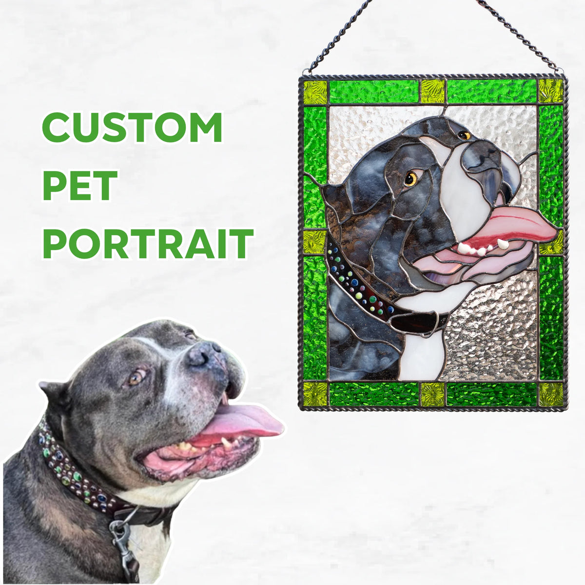 Retrato personalizado de mascota en vitral (perrito)