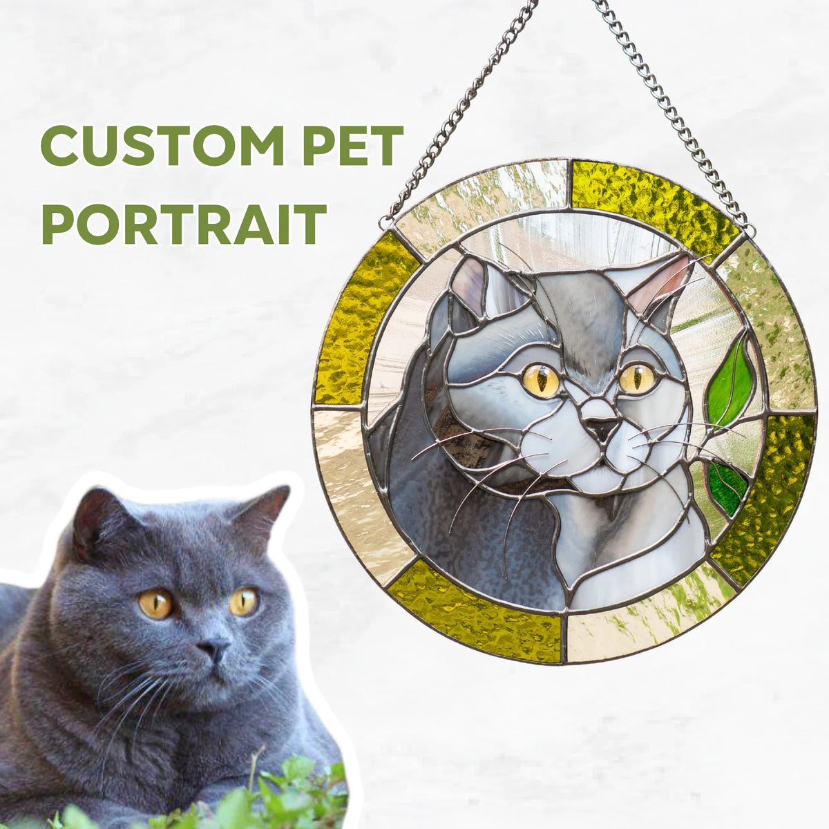 Retrato personalizado de mascota en vitral (perrito)
