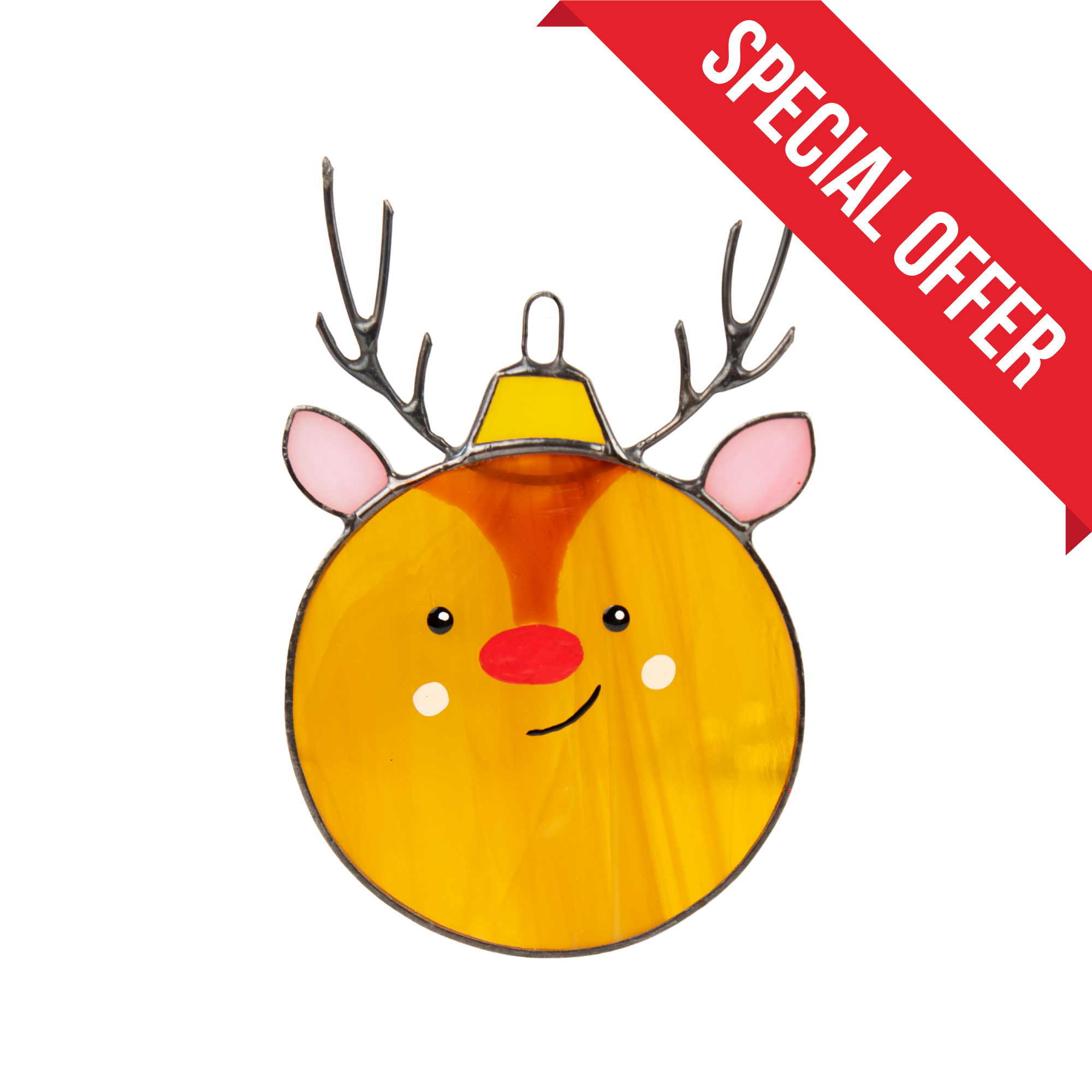 Round Ornament Deer - Christmas Stained Glass Suncatcher