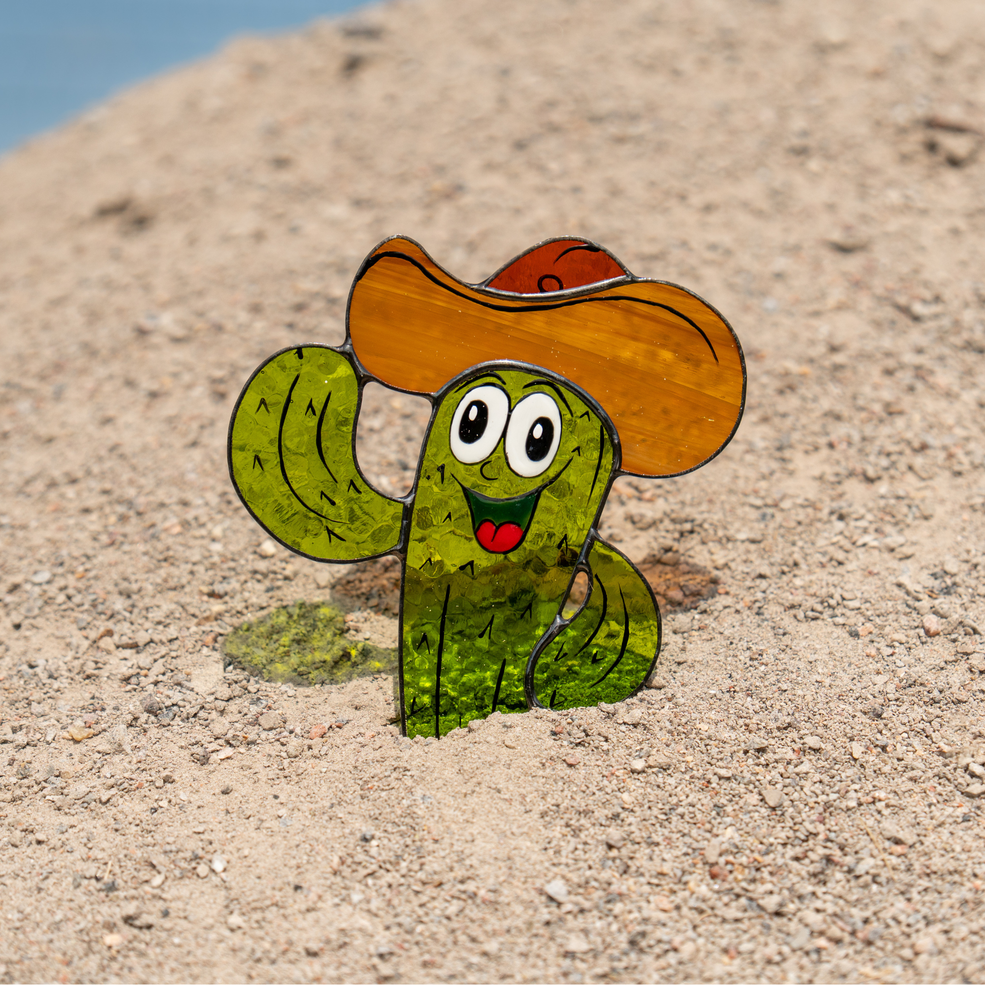 Cactus in a Hat - Stained Glass Suncatcher