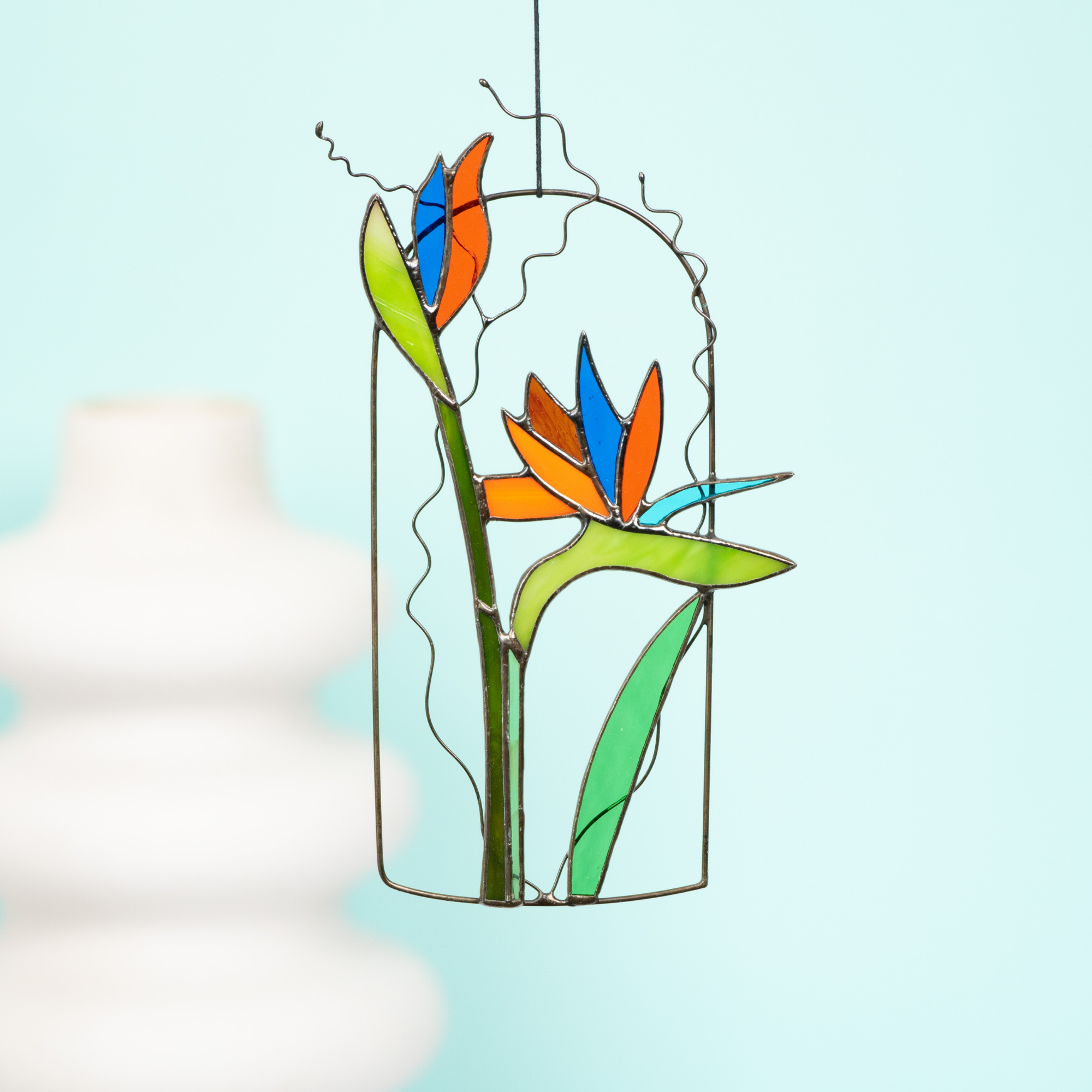 Strelitzia Flower - Stained Glass Suncatcher