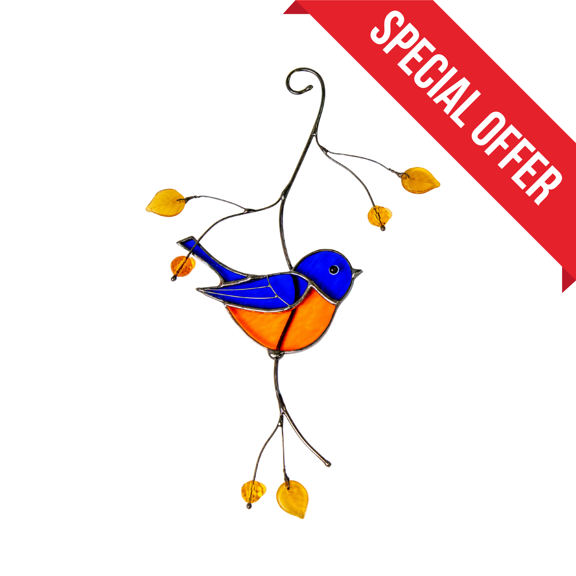 Blue Chickadee - Stained Glass Suncatcher