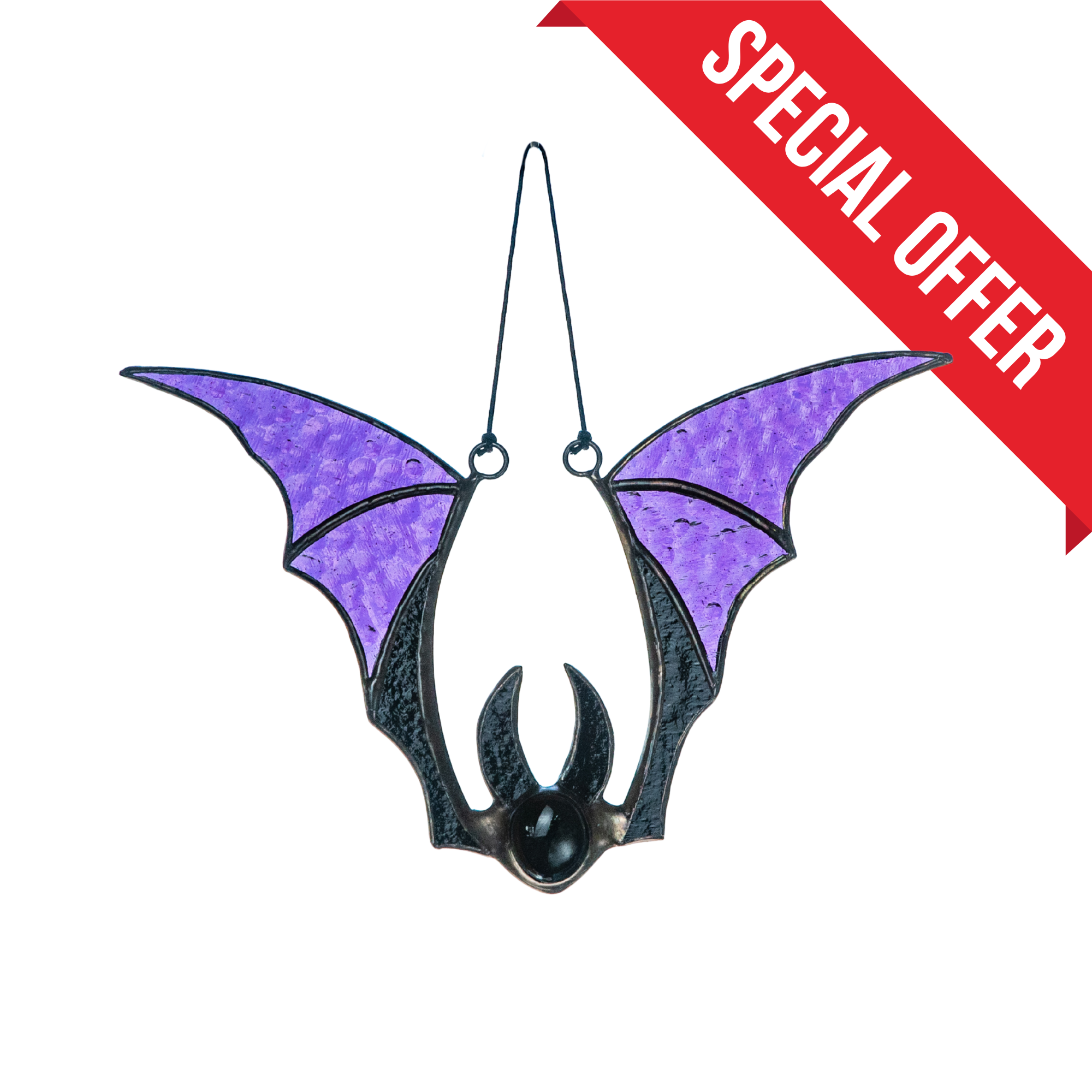 Purple Bat Vampire - Stained Glass Suncatcher