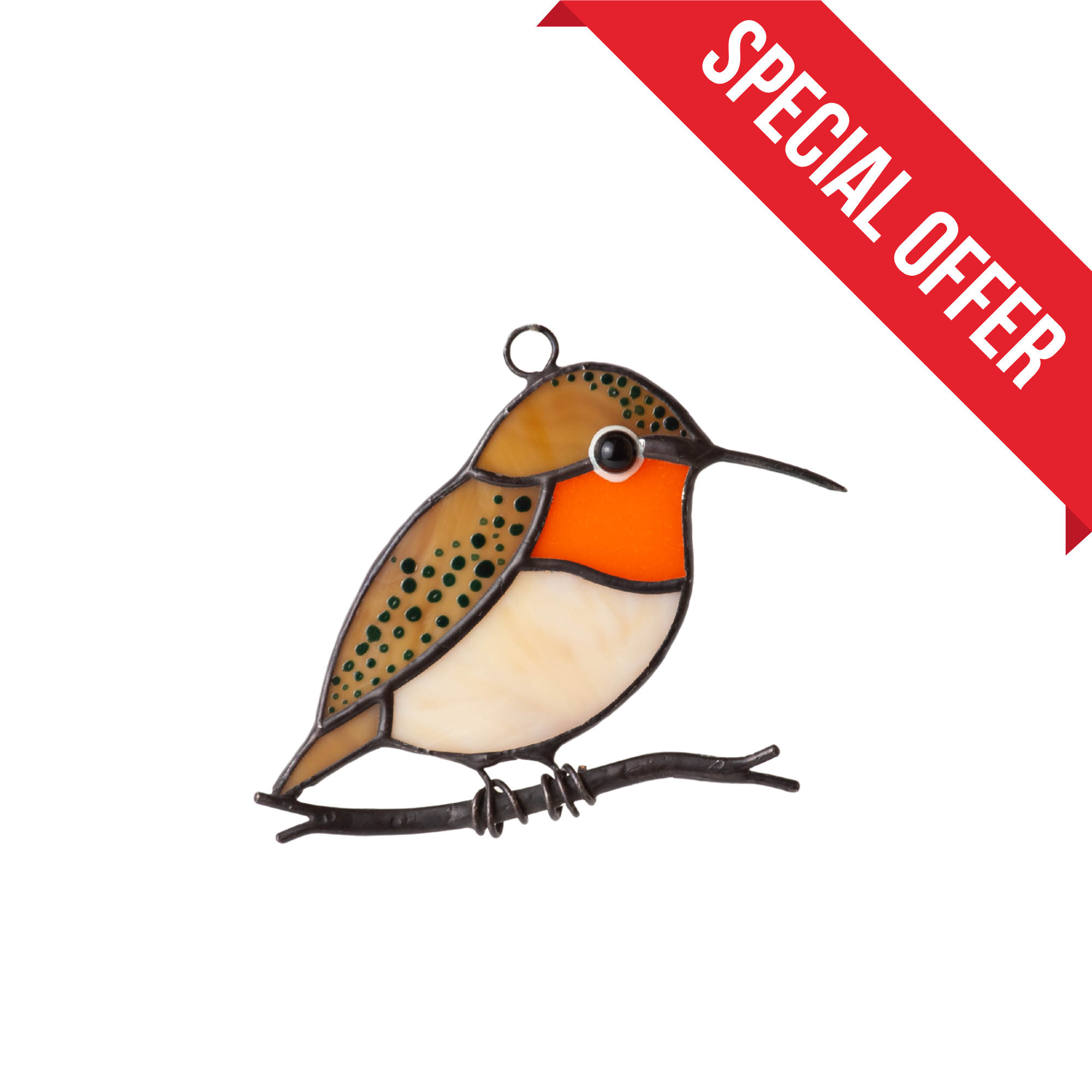 Cute Hummingbird - Stained Glass Suncatcher