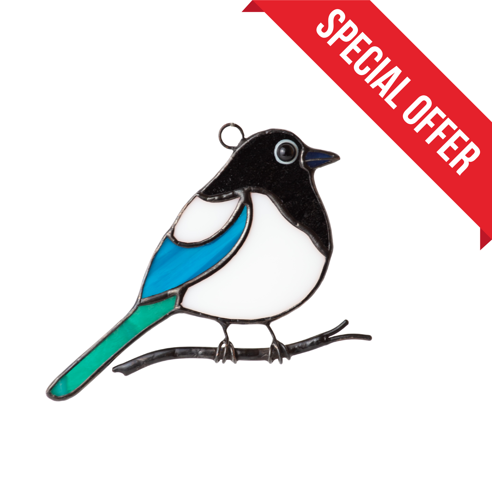 Magpie - Stained Glass Suncatcher