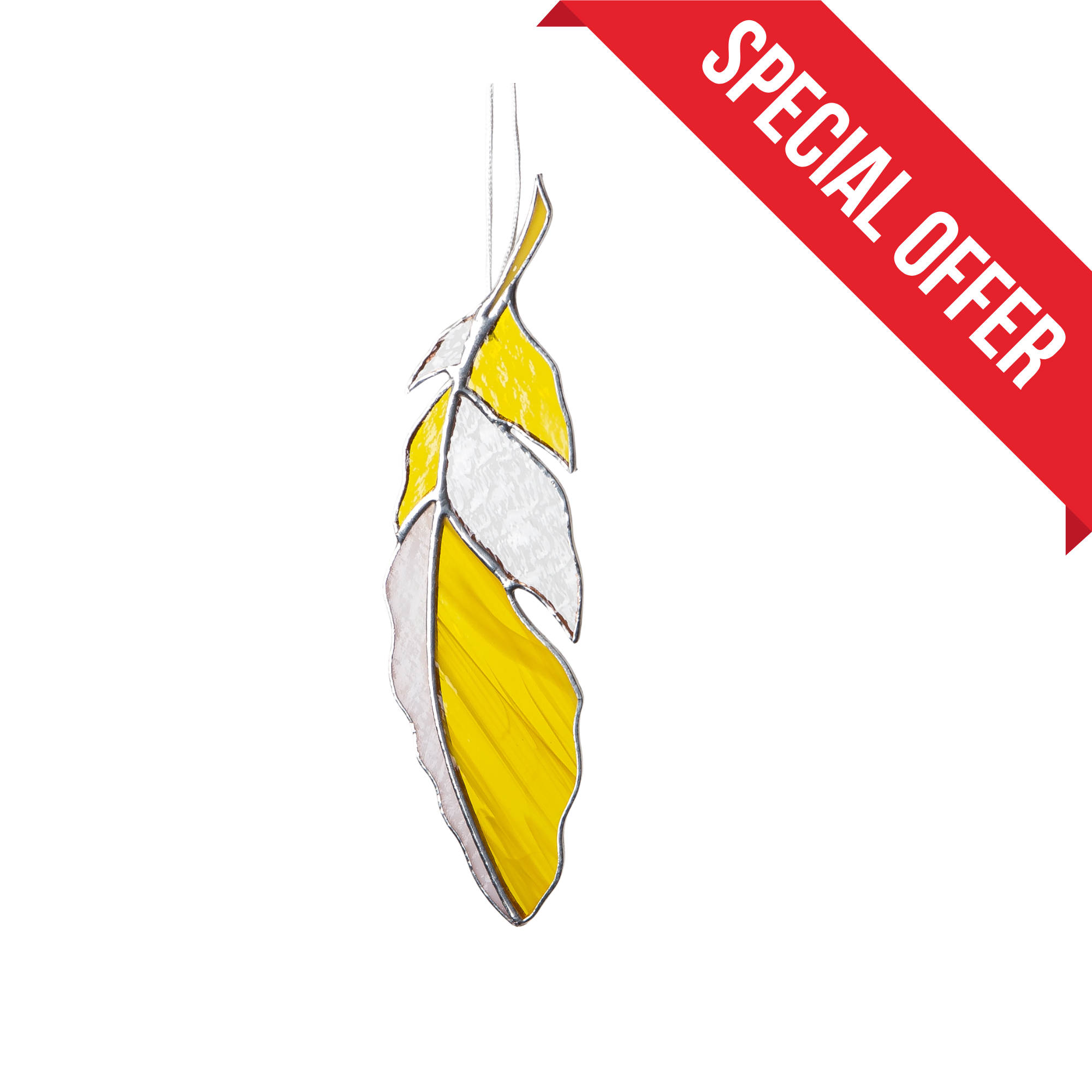 Yellow Feather - Stained Glass Suncatcher