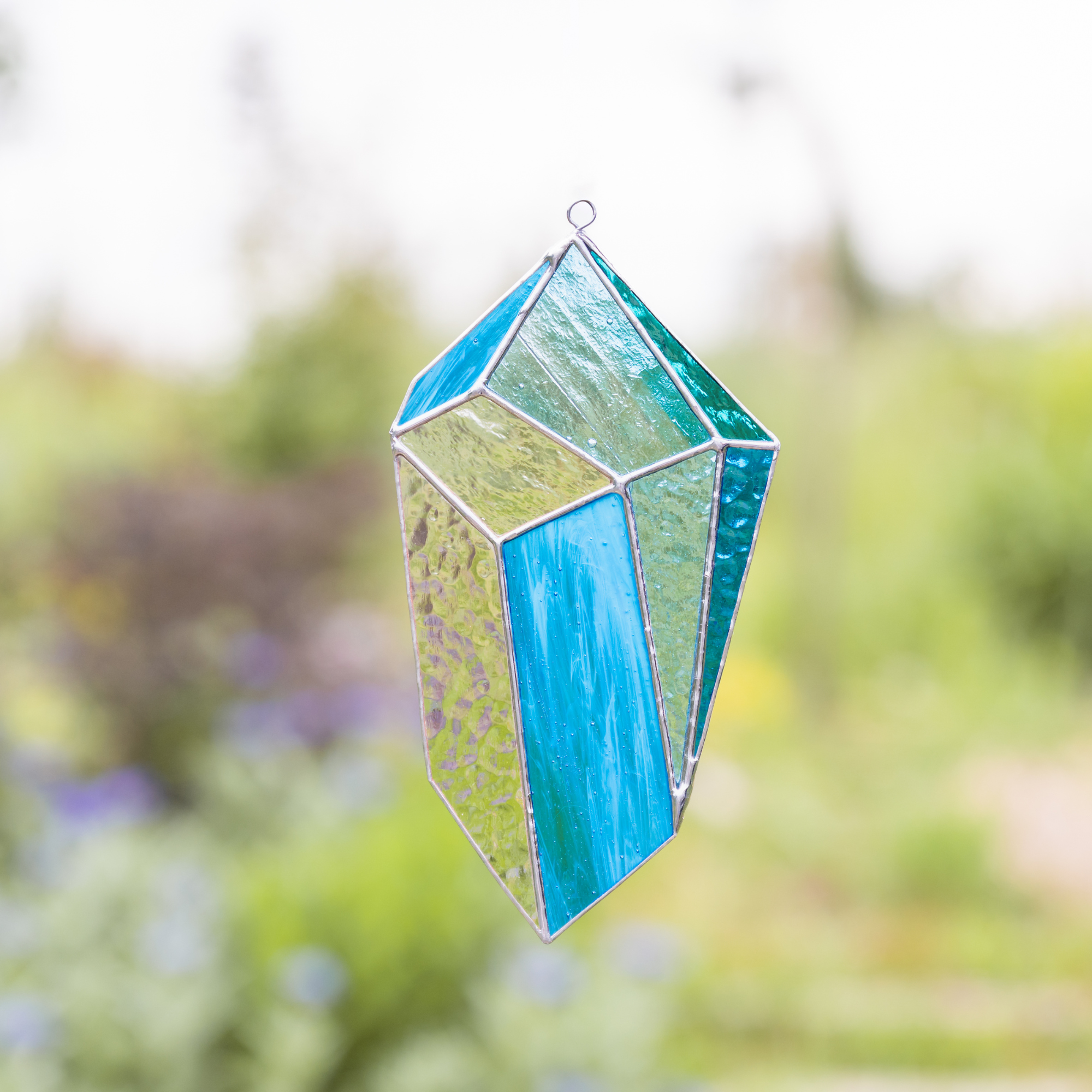 Blue Crystal - Stained Glass Window Hanging