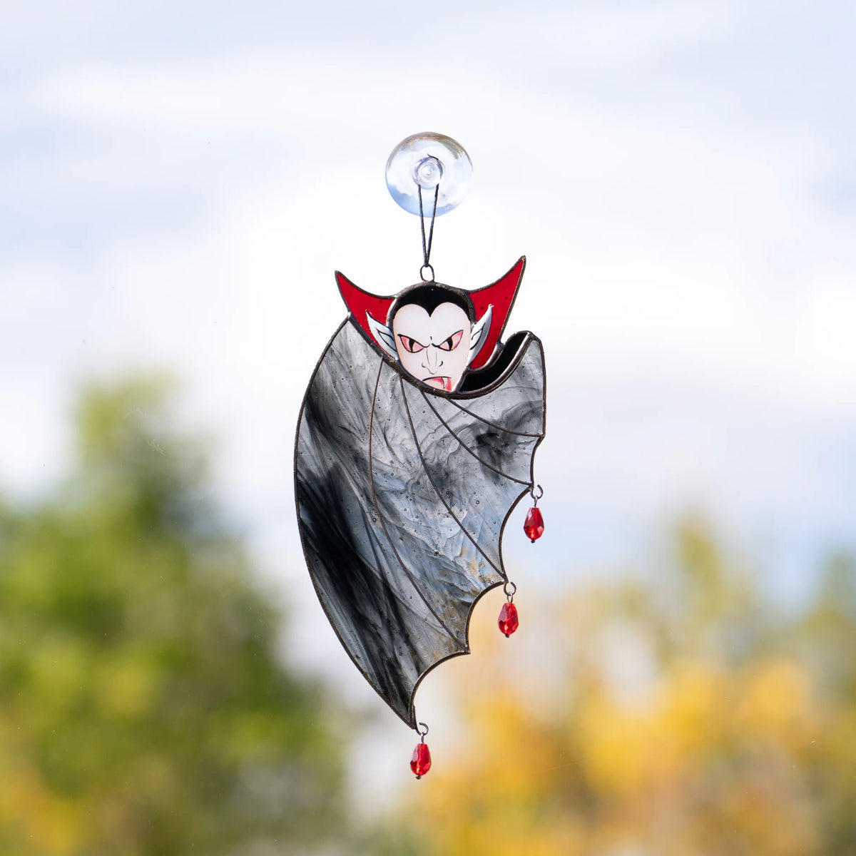 Dracula in a Cape - Stained Glass Suncatcher