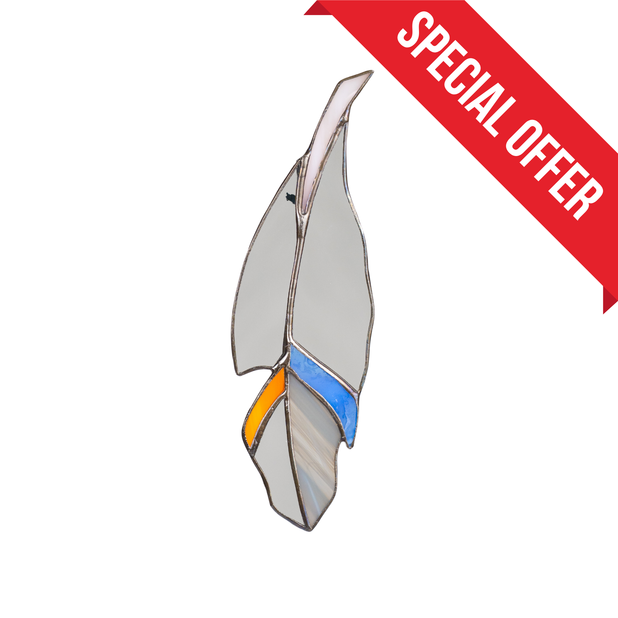 Clear Gray Feather - Stained Glass Suncatcher