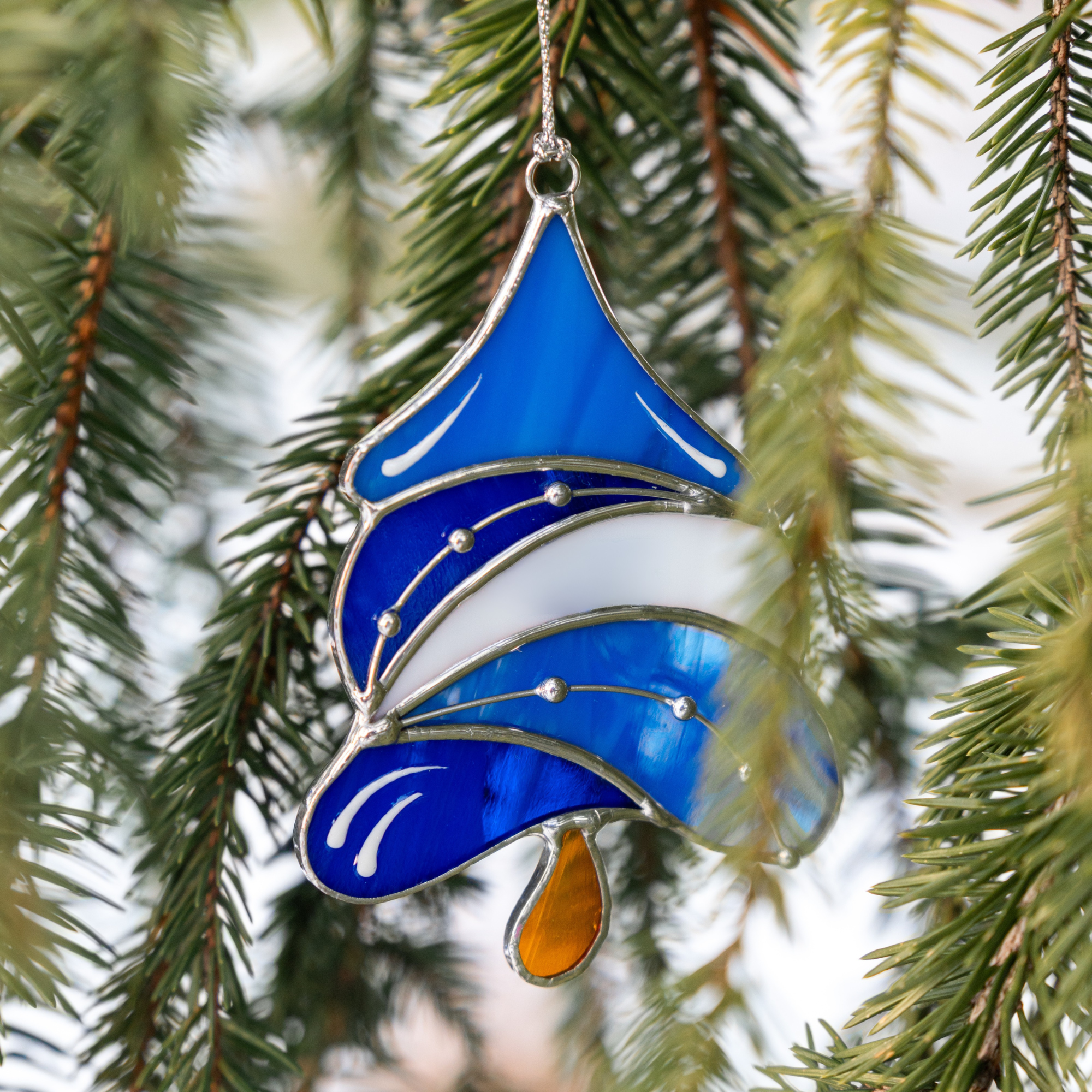 Blue Christmas Tree - Stained Glass Suncatcher