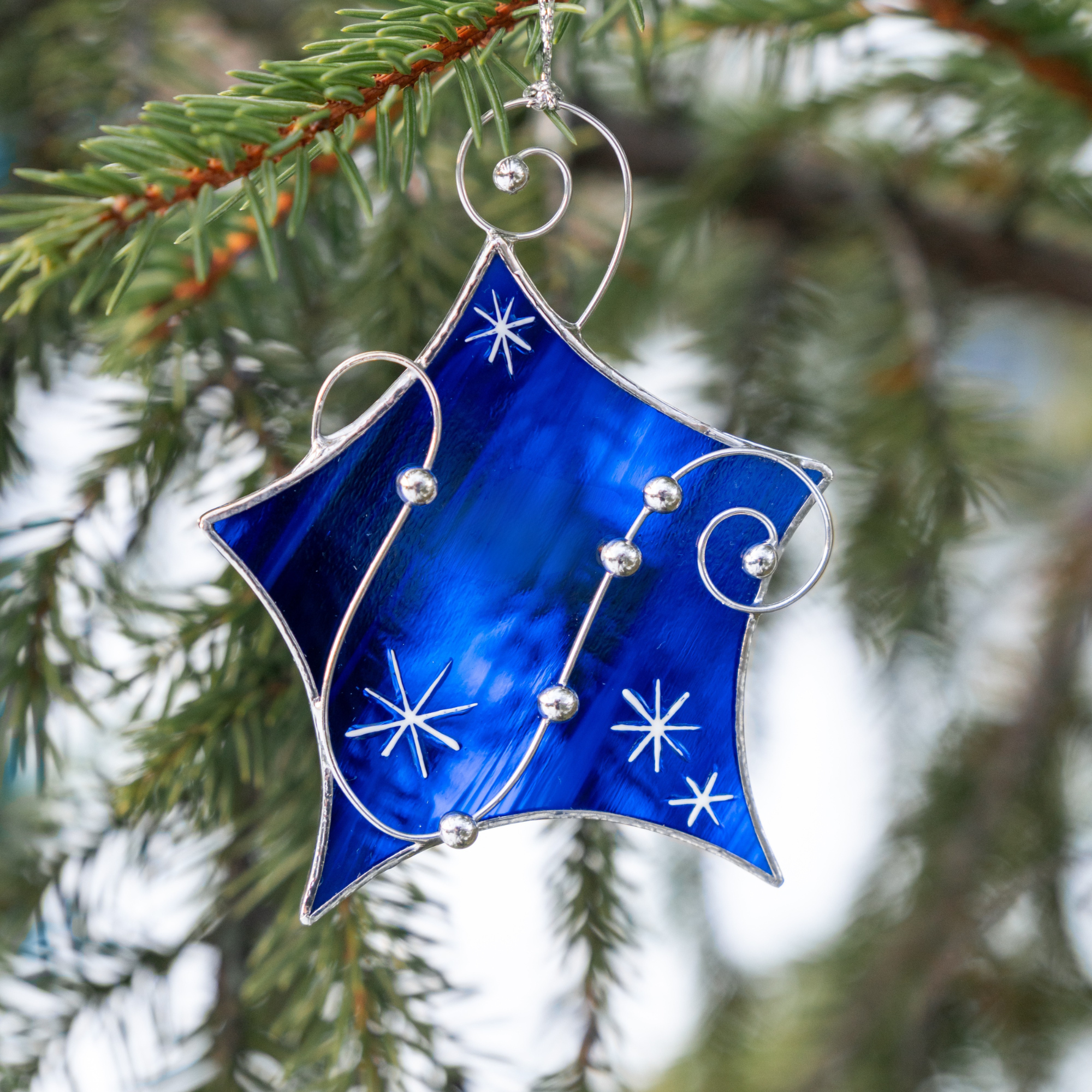 Blue Star - Stained Glass Christmas Tree Ornament