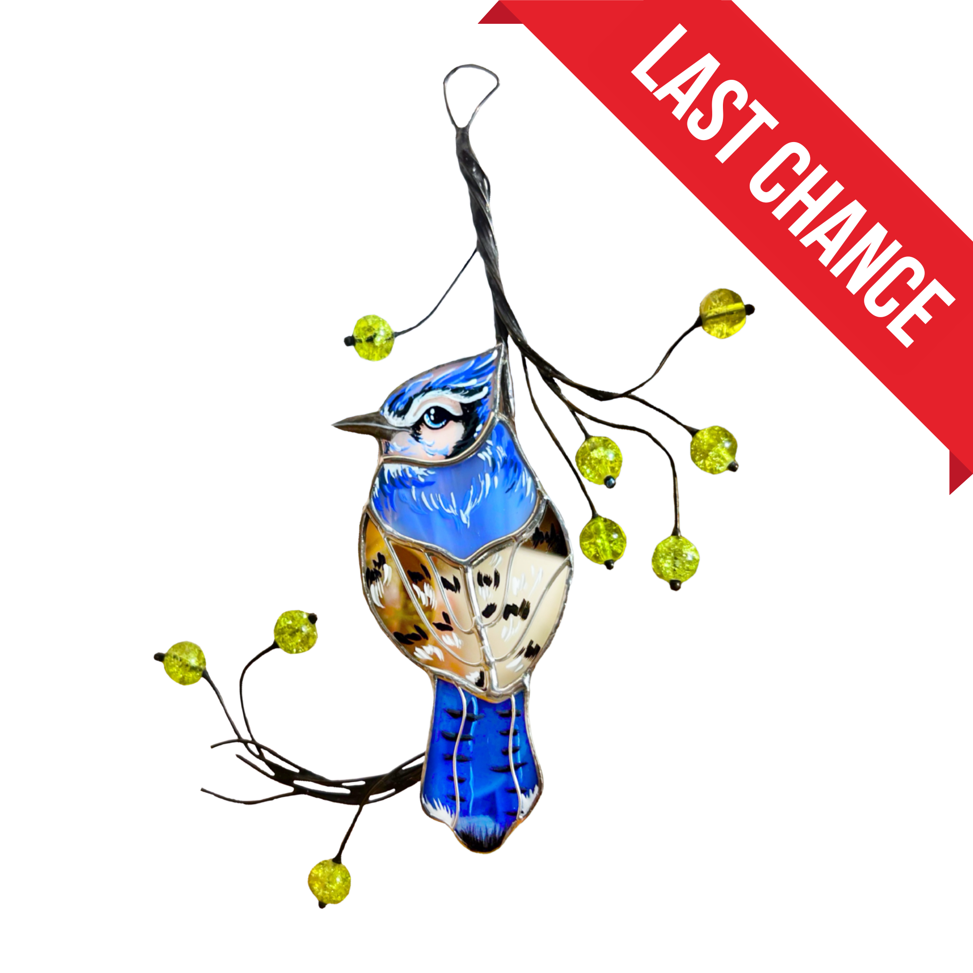 Mirror Blue Jay - Stained Glass Suncatcher
