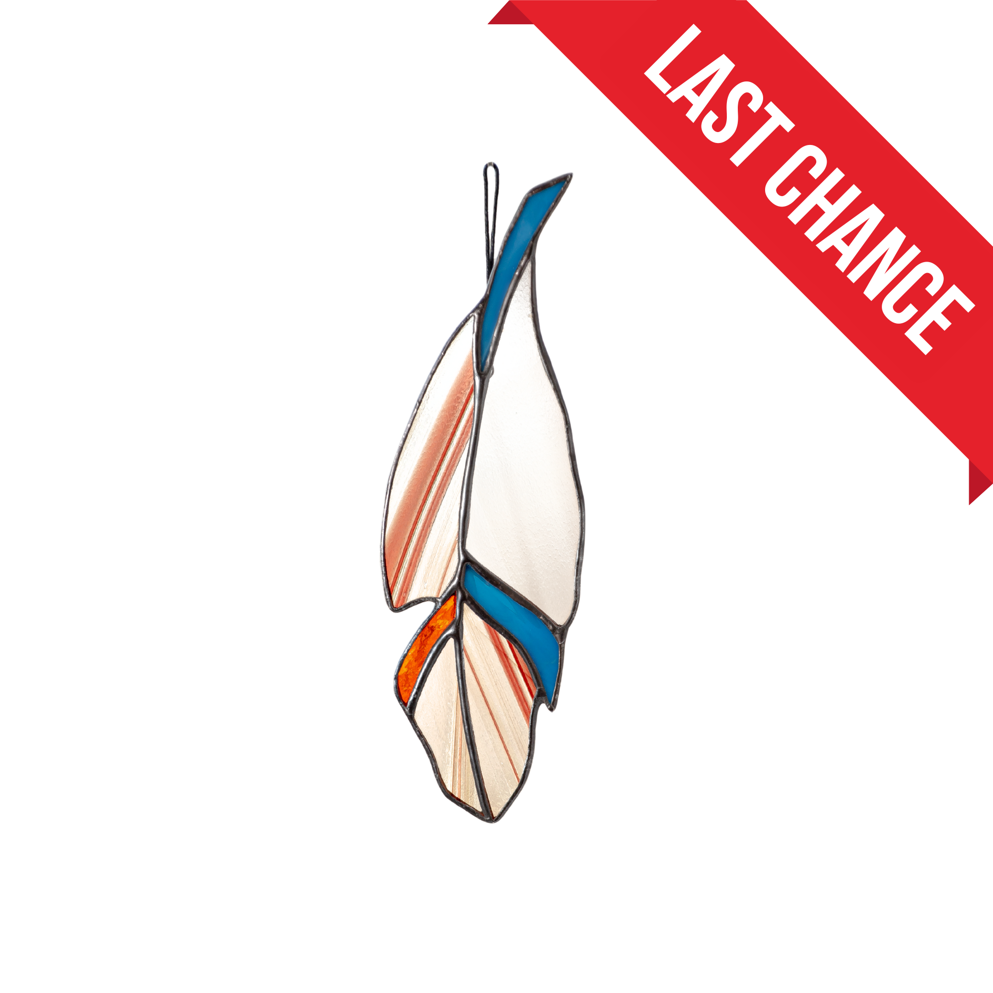 Clear Blue Feather - Stained Glass Suncatcher