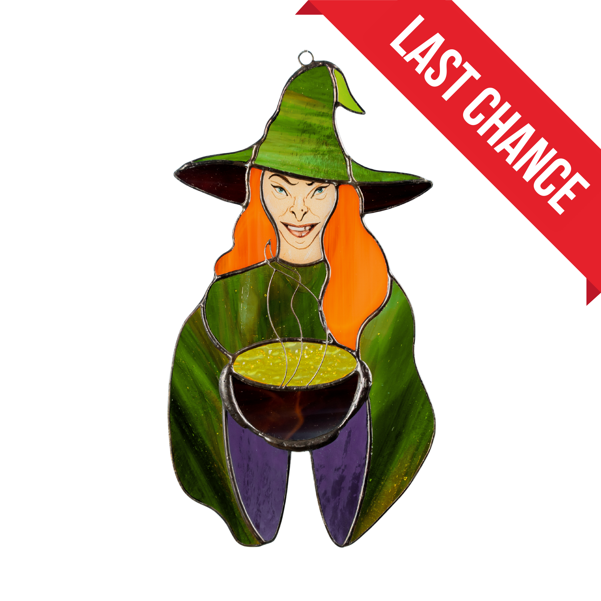 Red-haired Witch - Stained Glass Suncatcher