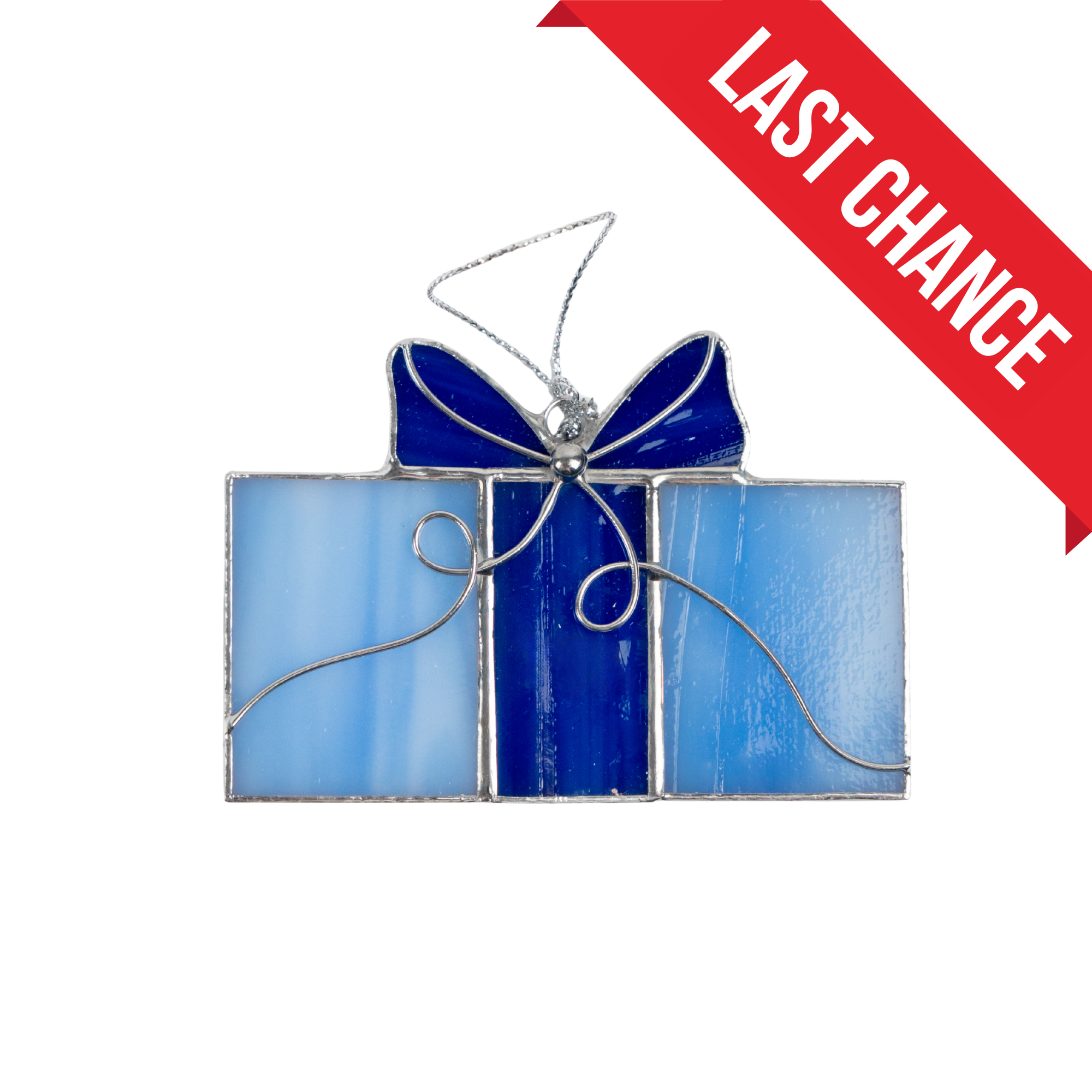 Blue Gift Box - Stained Glass Suncatcher
