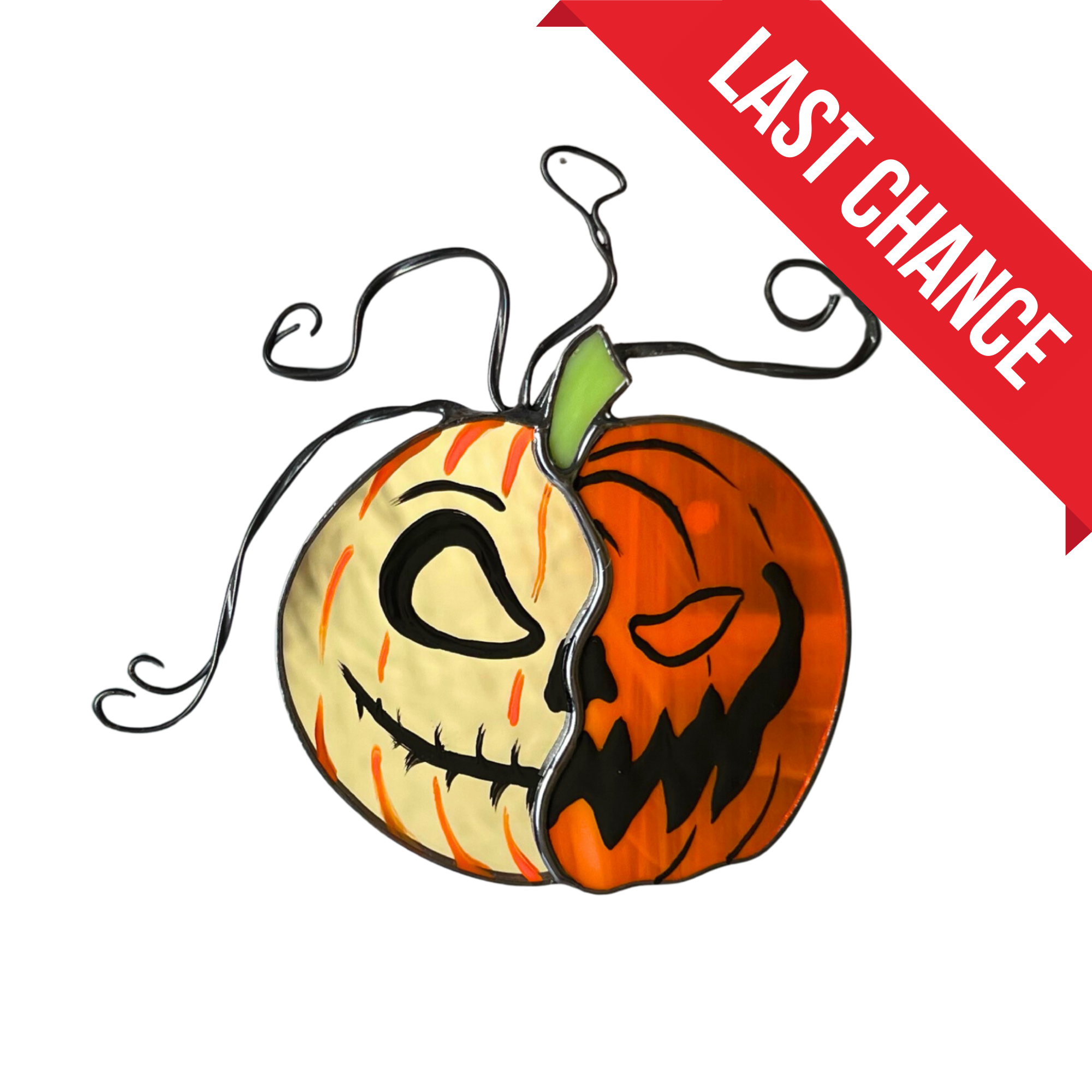 Scary Mirror Pumpkin - Stained Glass Suncatcher