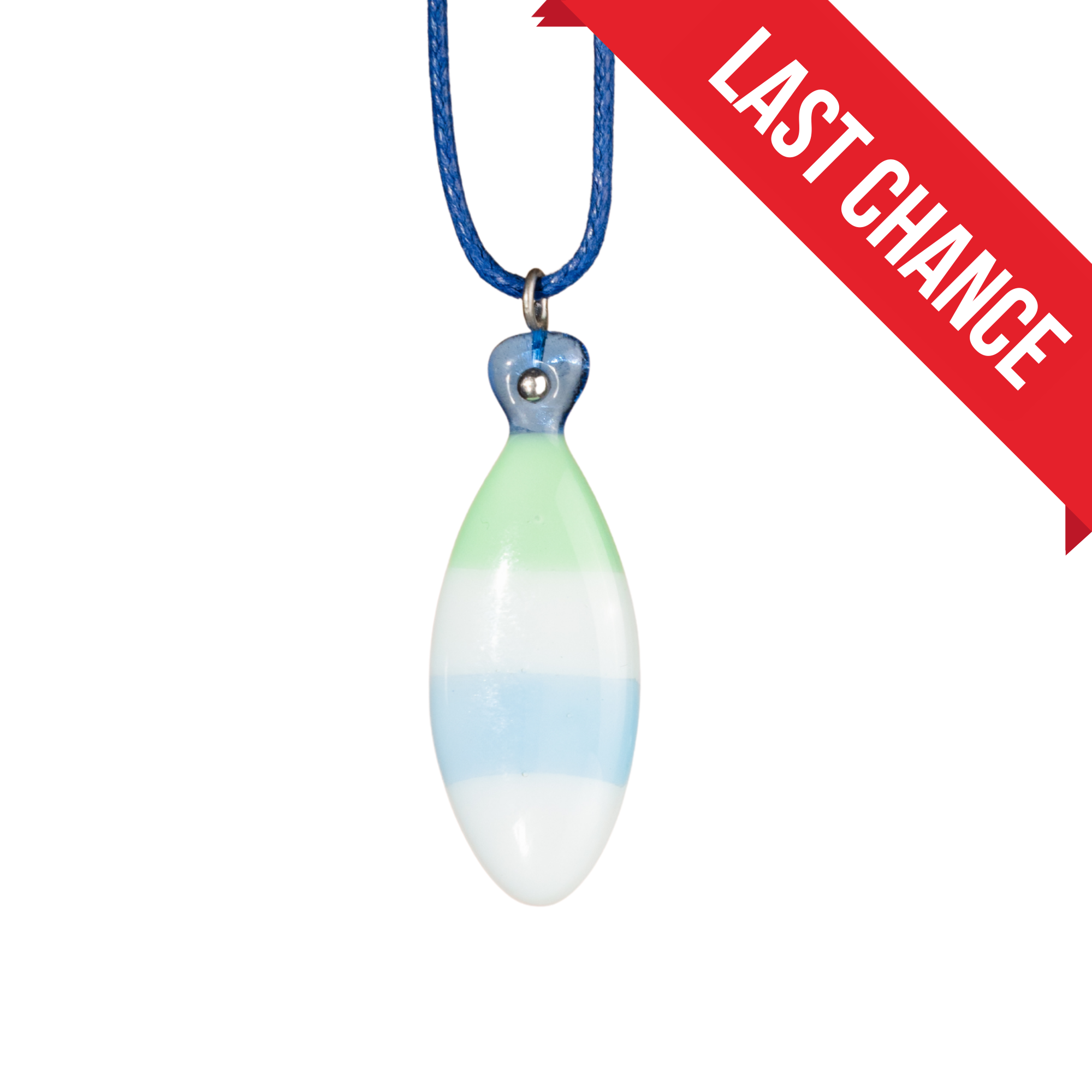 Aquamarine Stripped Fish - Fused Glass Necklace