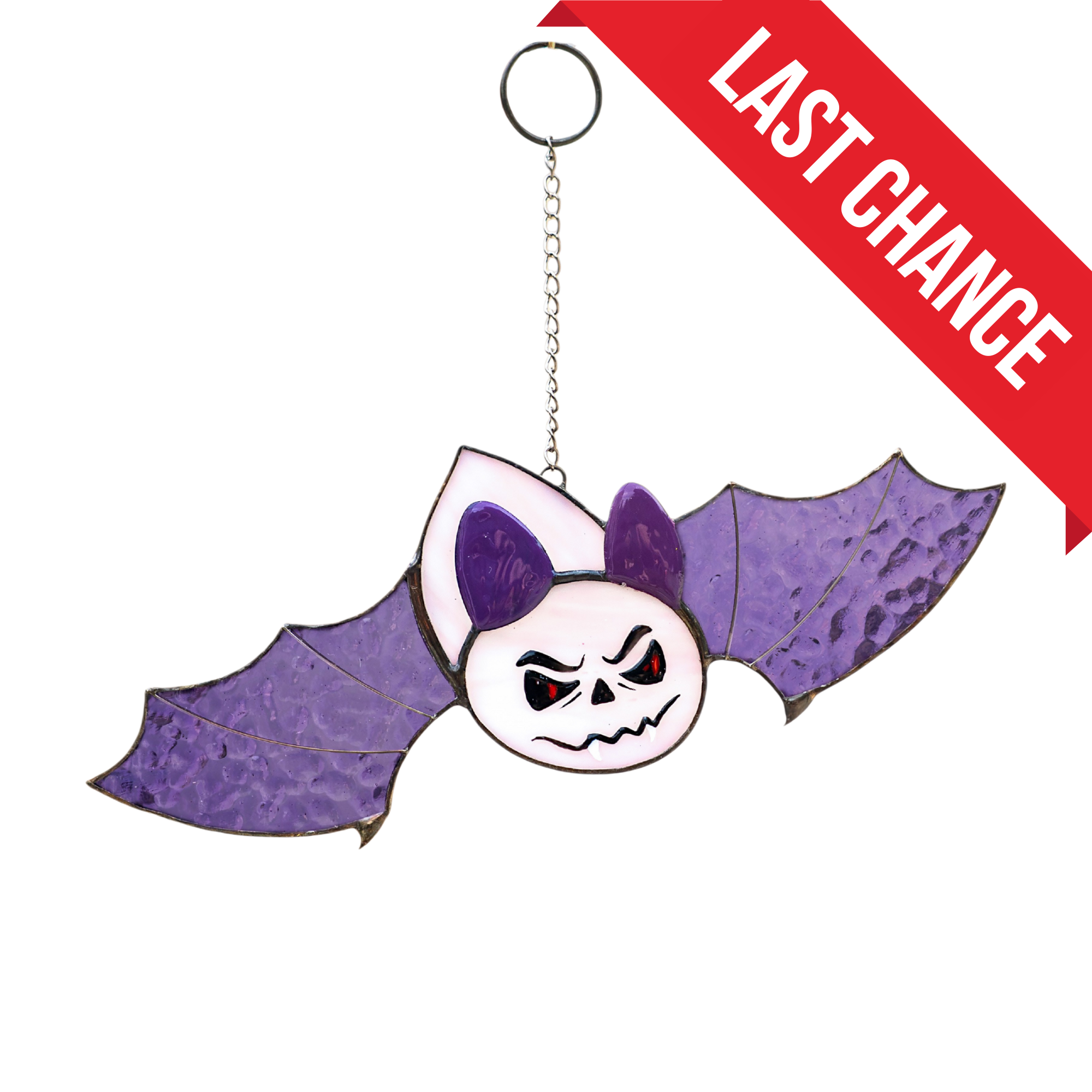 Flying Violet Bat - Stained Glass Halloween Suncatcher