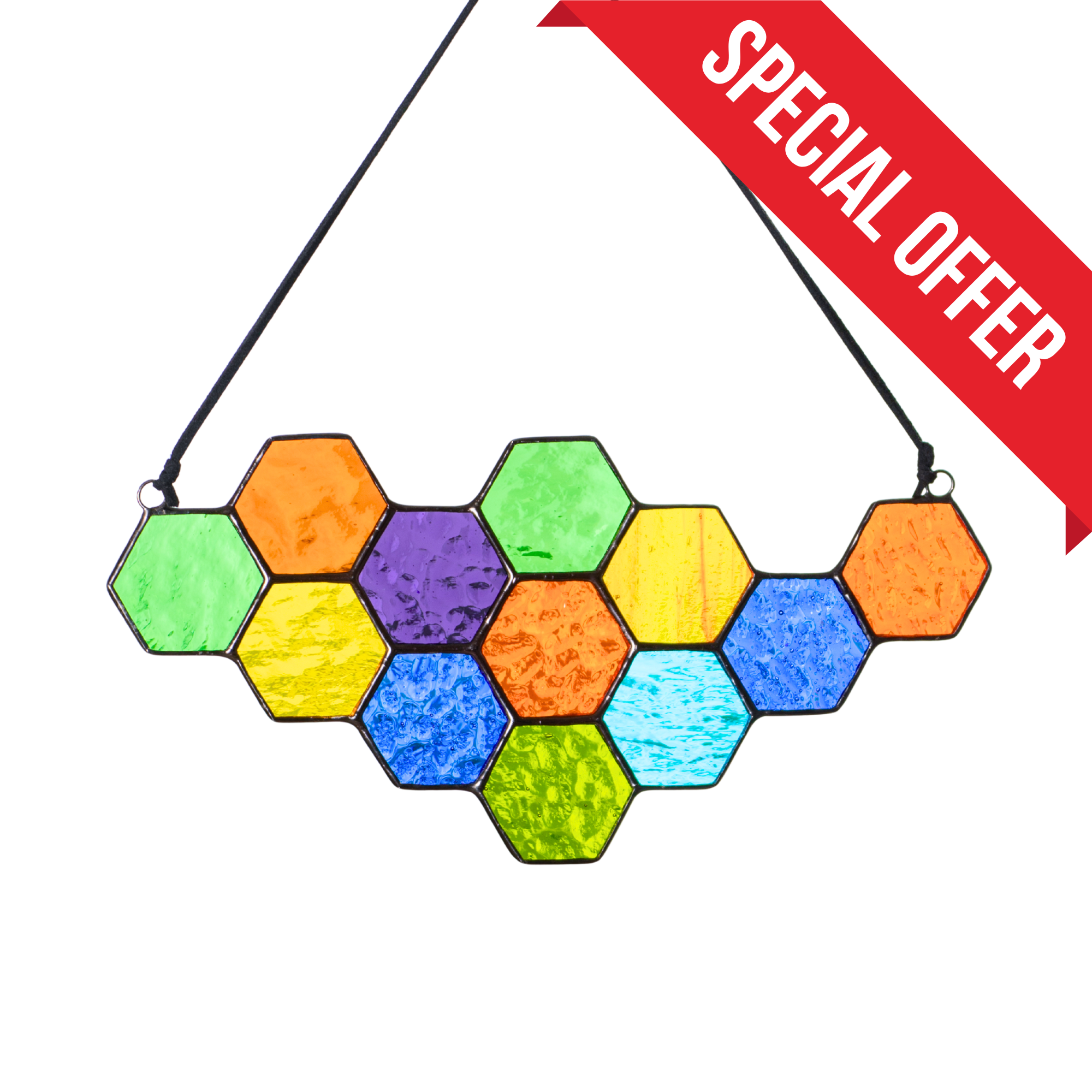 Colorful Honeycombs -Stained Glass Suncatcher