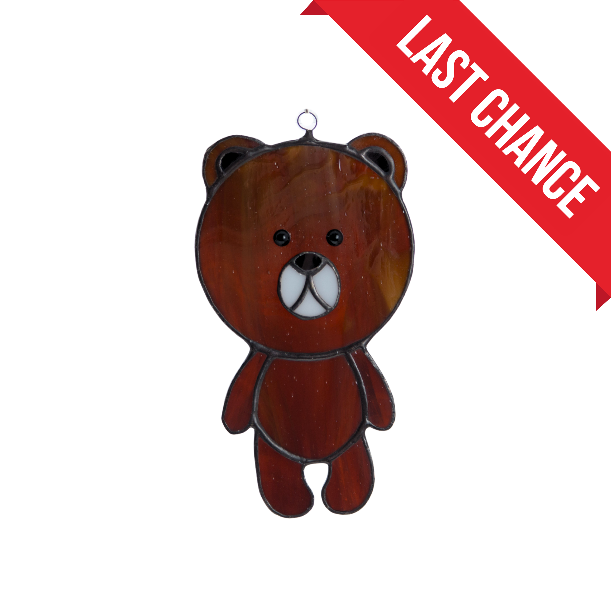 Dark Brown Toy-Bear - Stained Glass Suncatcher