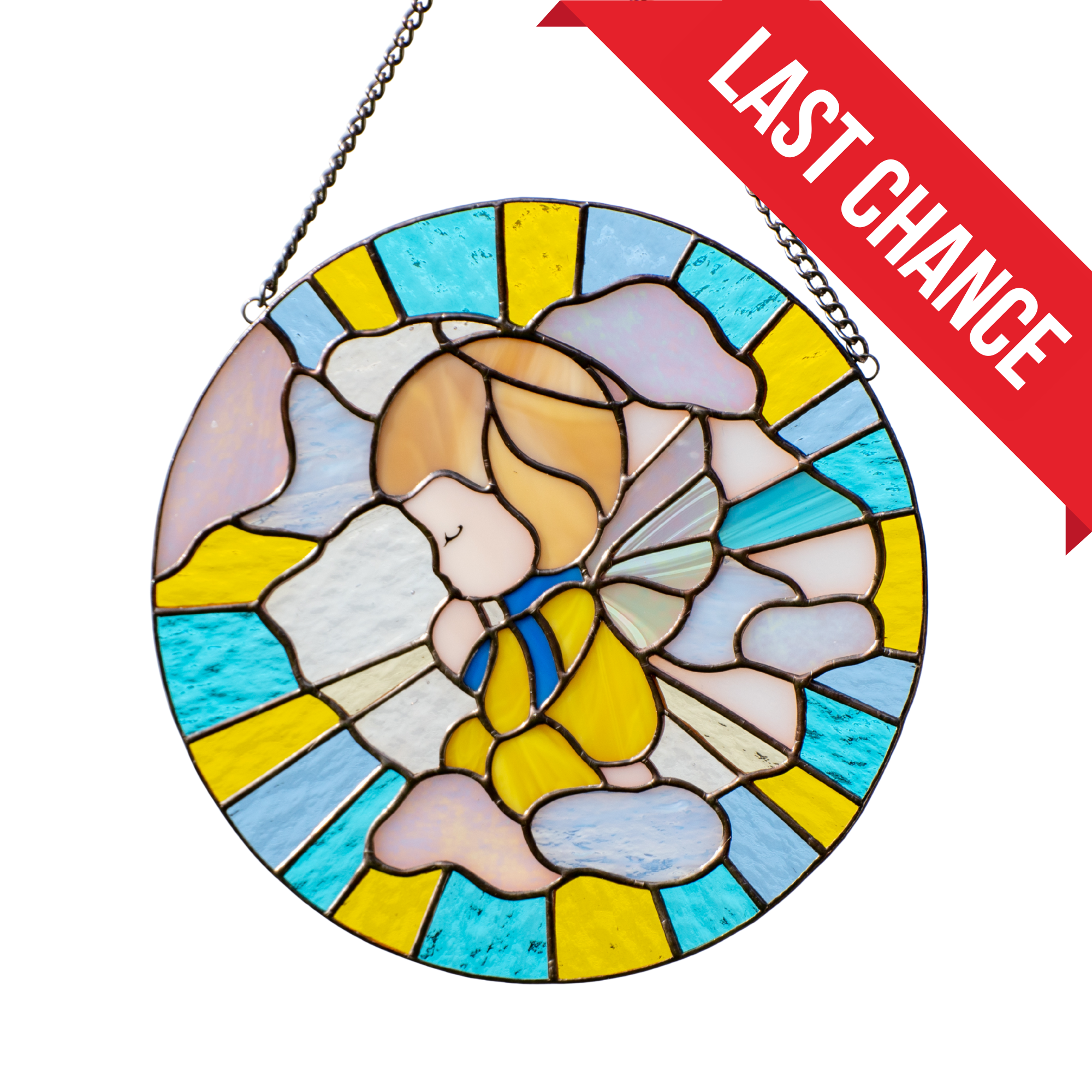 Ukrainian Angel - Stained Glass Round Panel