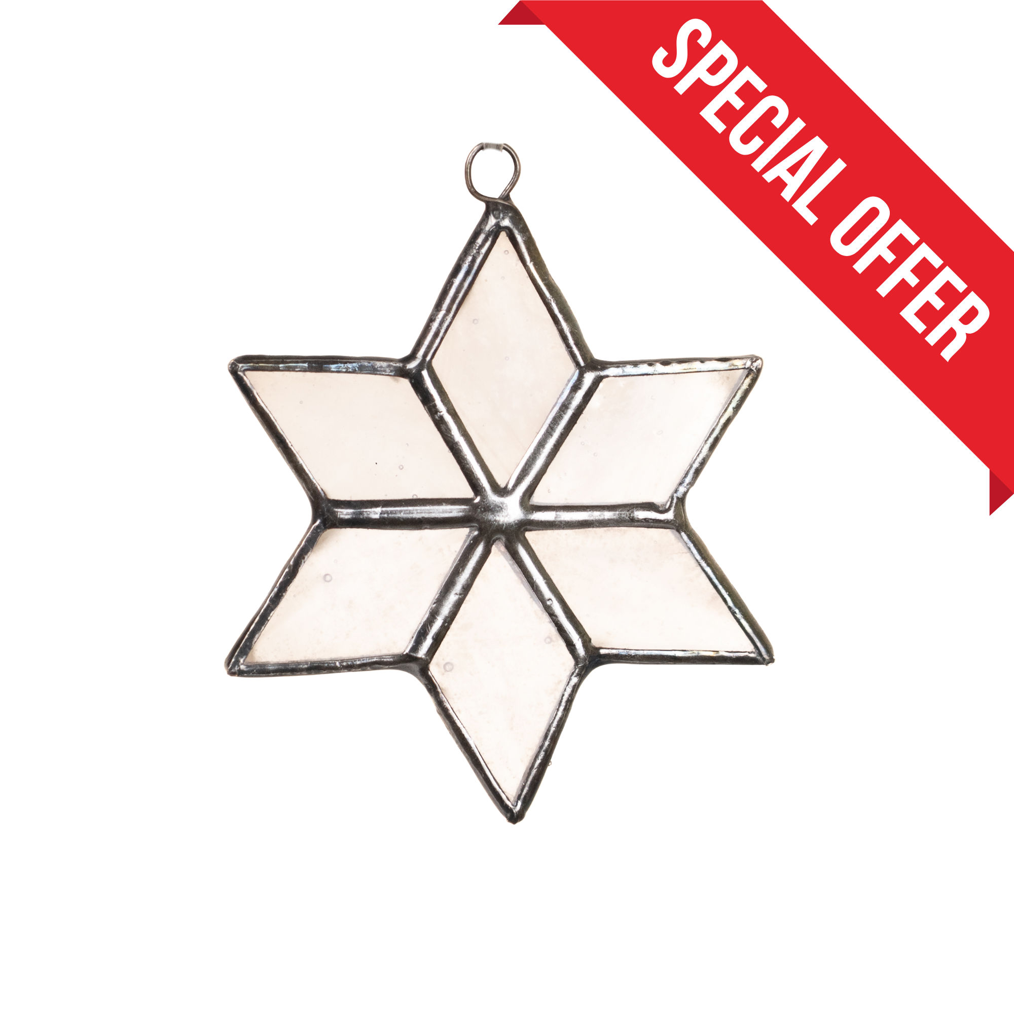 Small Clear Beige Snowflake - Christmas Stained Glass Suncatcher