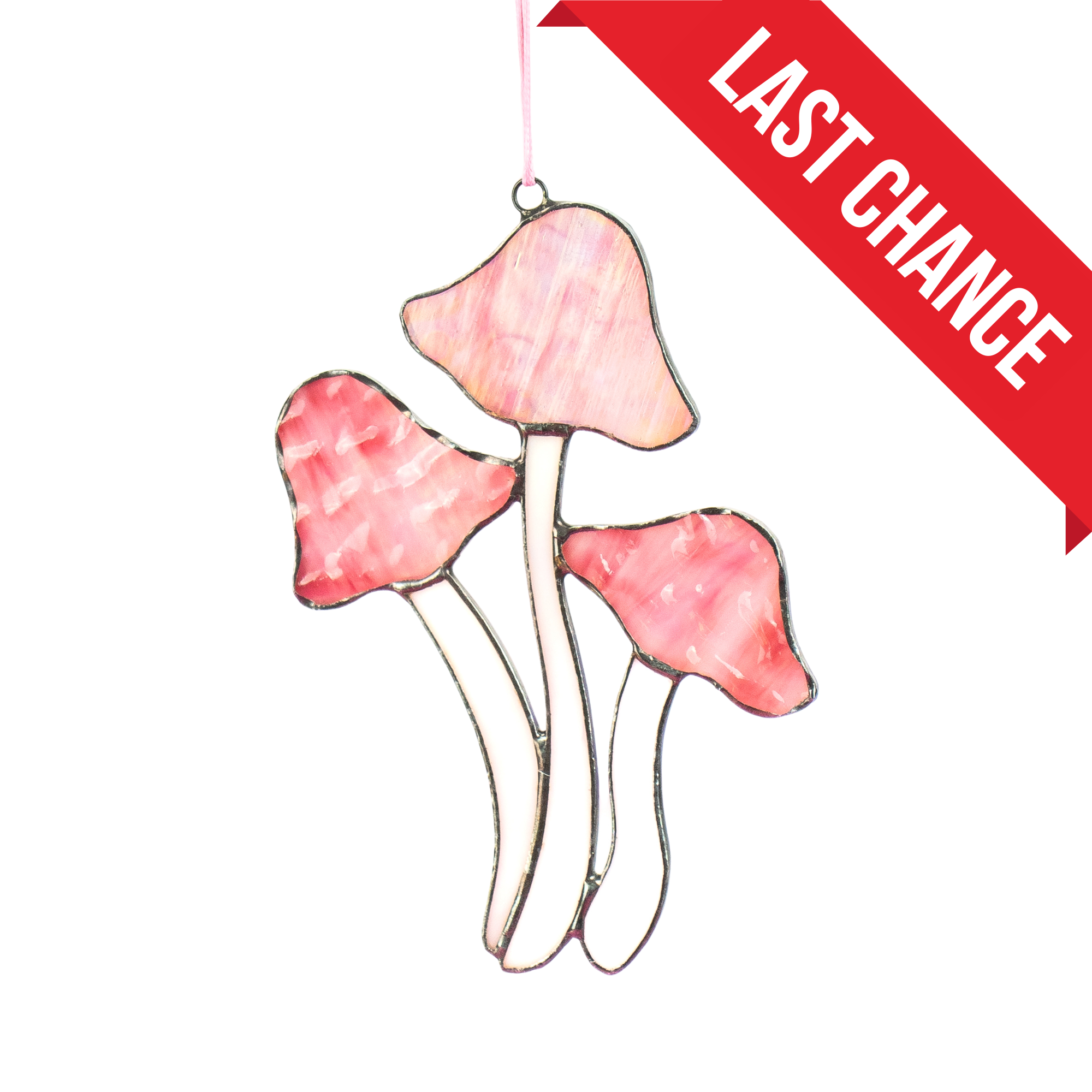 Pink Mushrooms - Stained Glass Suncatcher