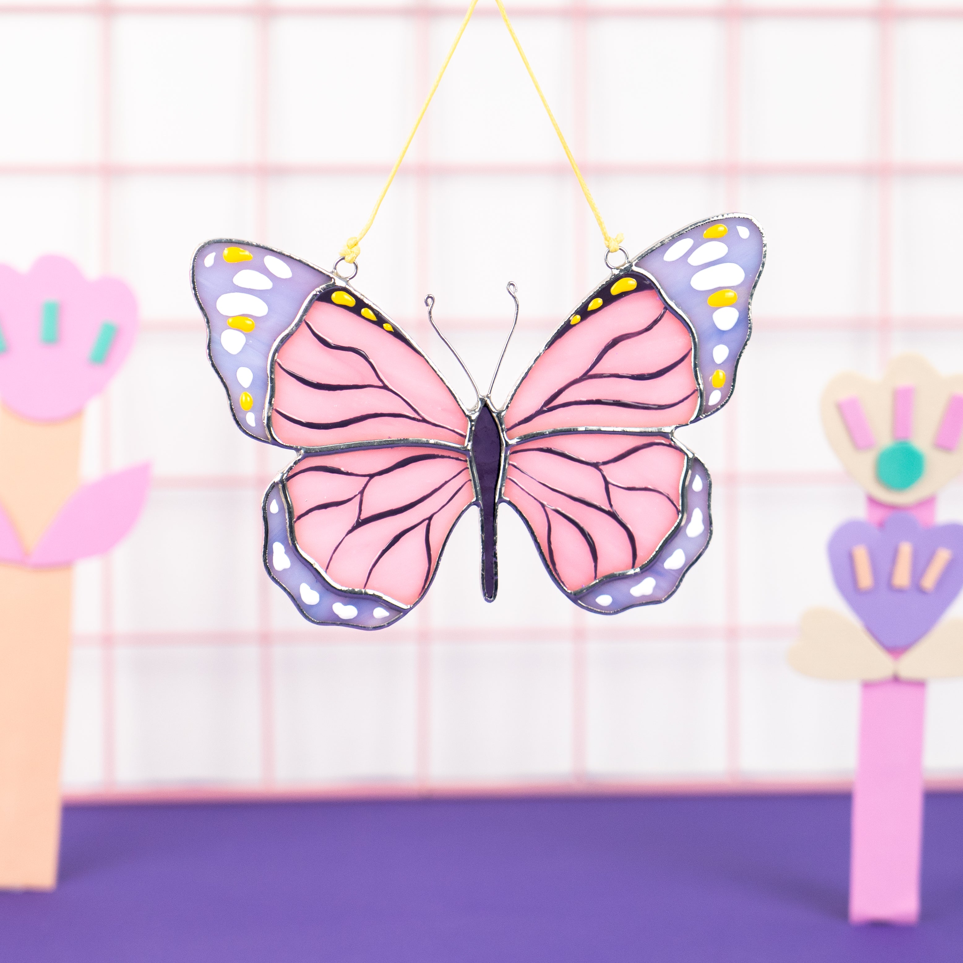 Pink Monarch - Stained Glass Suncatcher