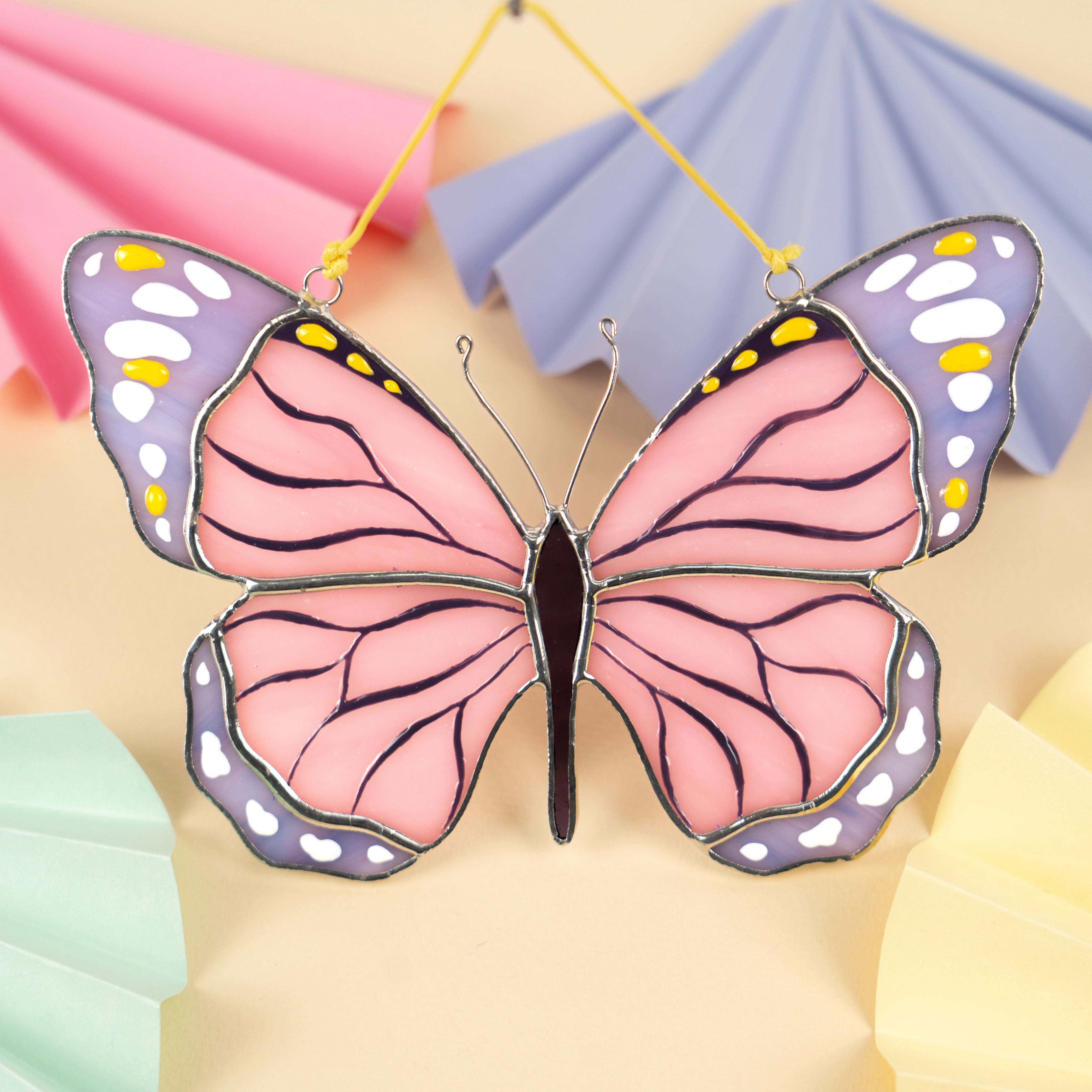 Pink Monarch - Stained Glass Suncatcher