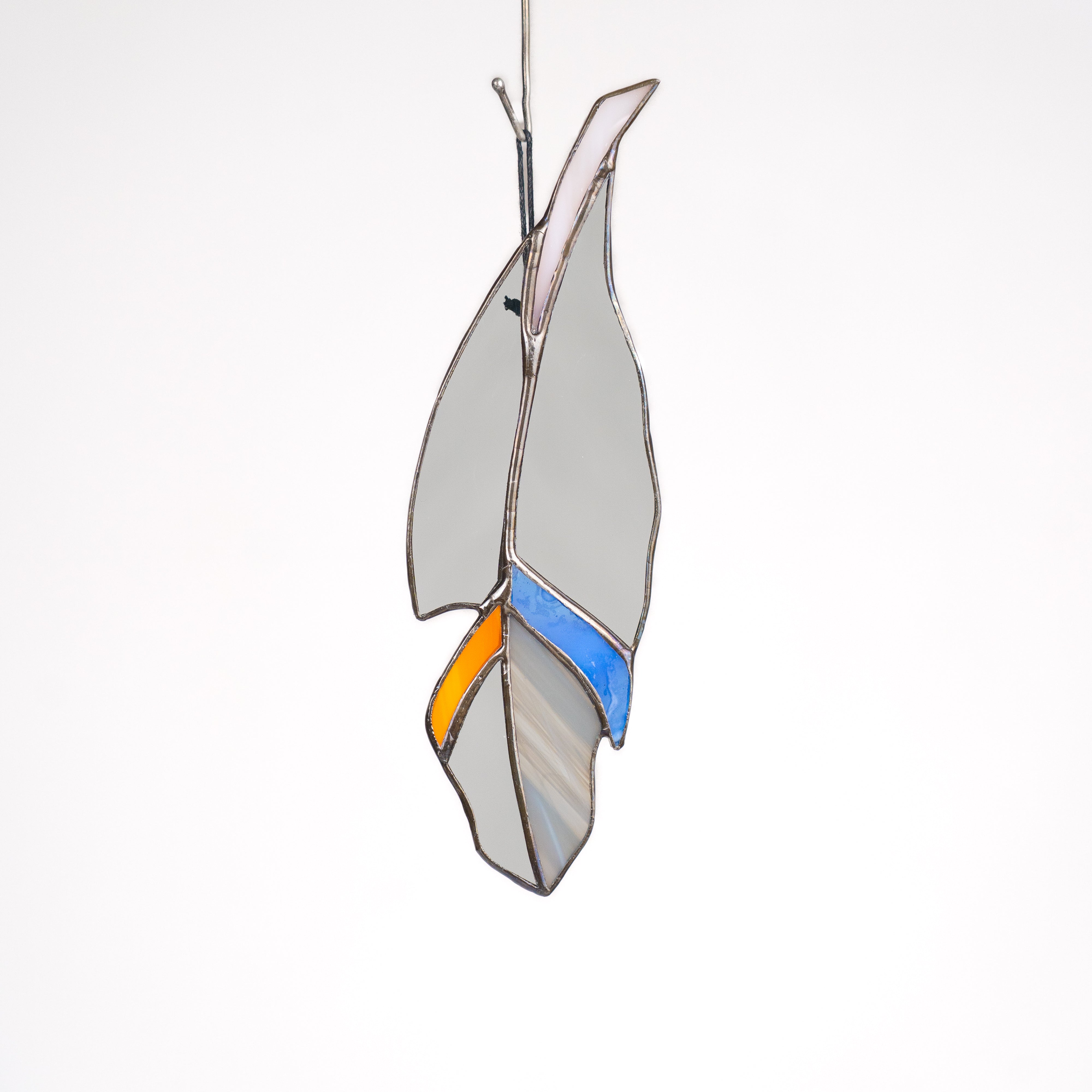 Clear Gray Feather - Stained Glass Suncatcher