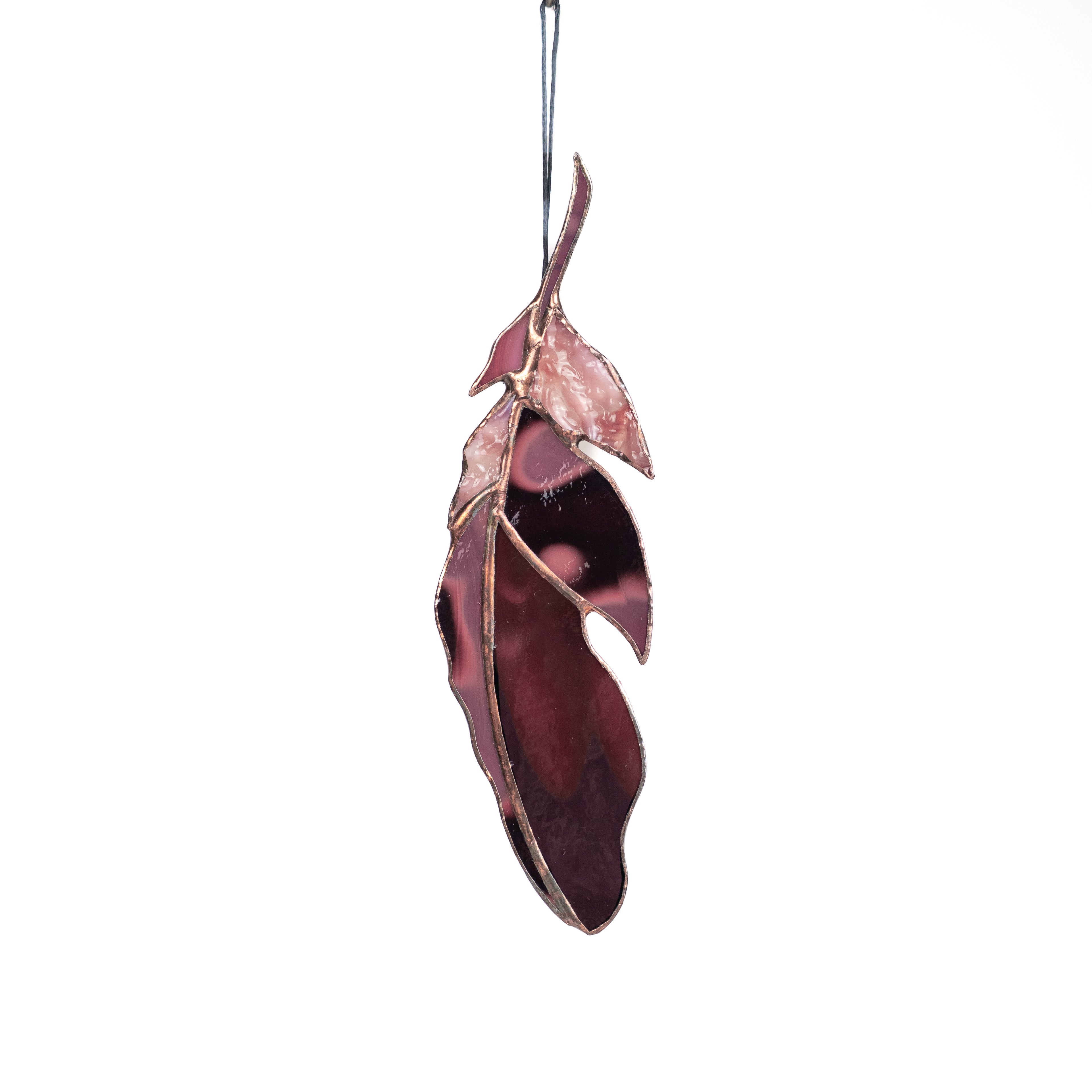 Dark Pink Feather - Stained Glass Suncatcher