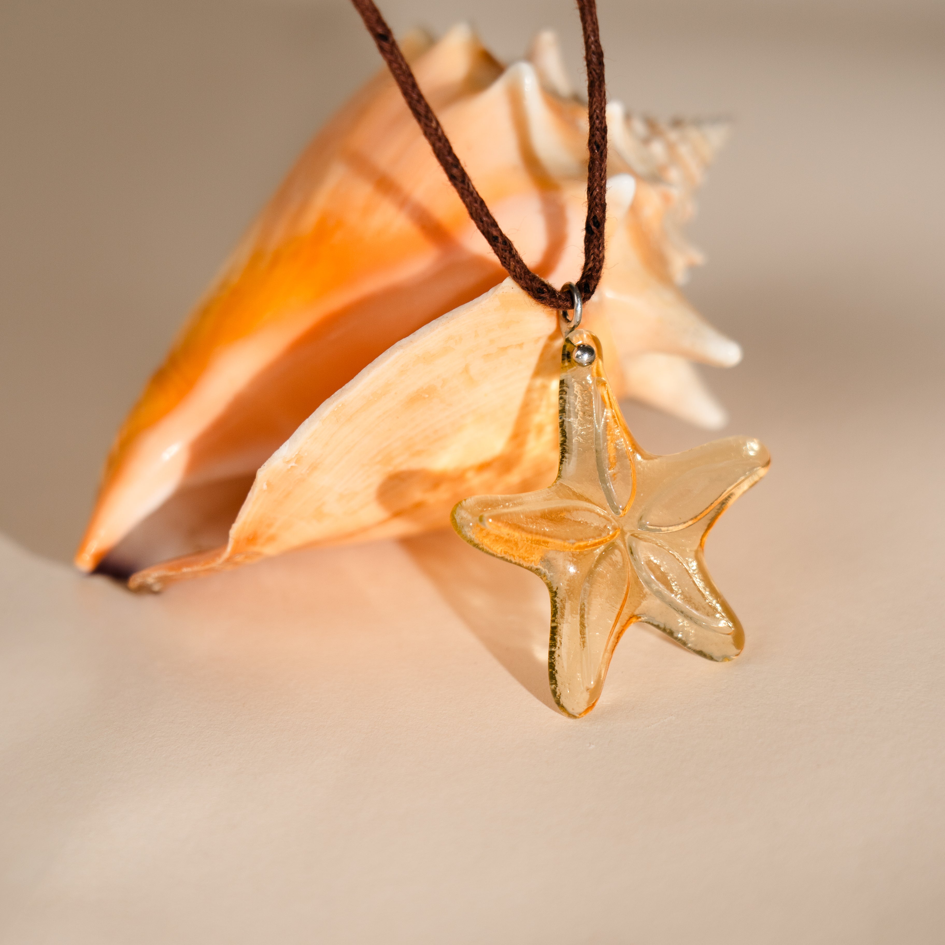 Honey Starfish - Stained Glass Necklace