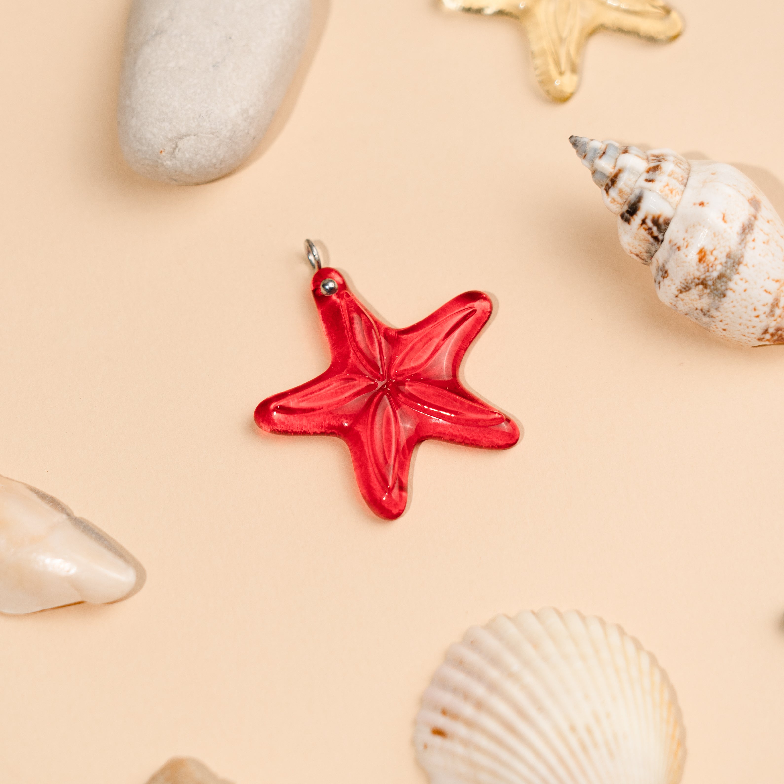 Coral Starfish - Stained Glass Necklace