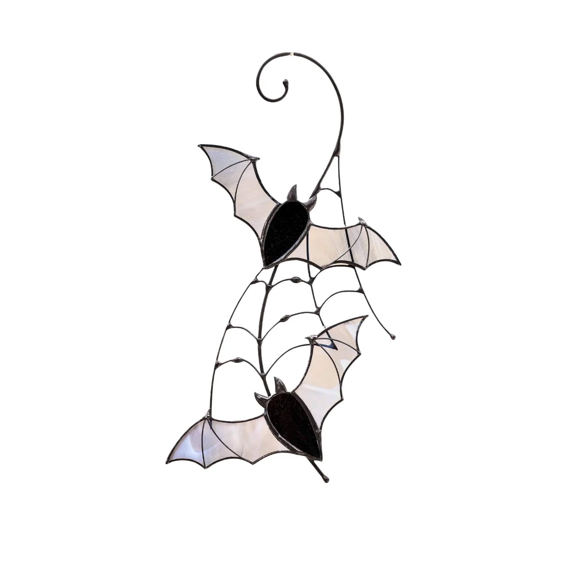 Black Pair of Bats - Halloween Stained Glass Suncatcher