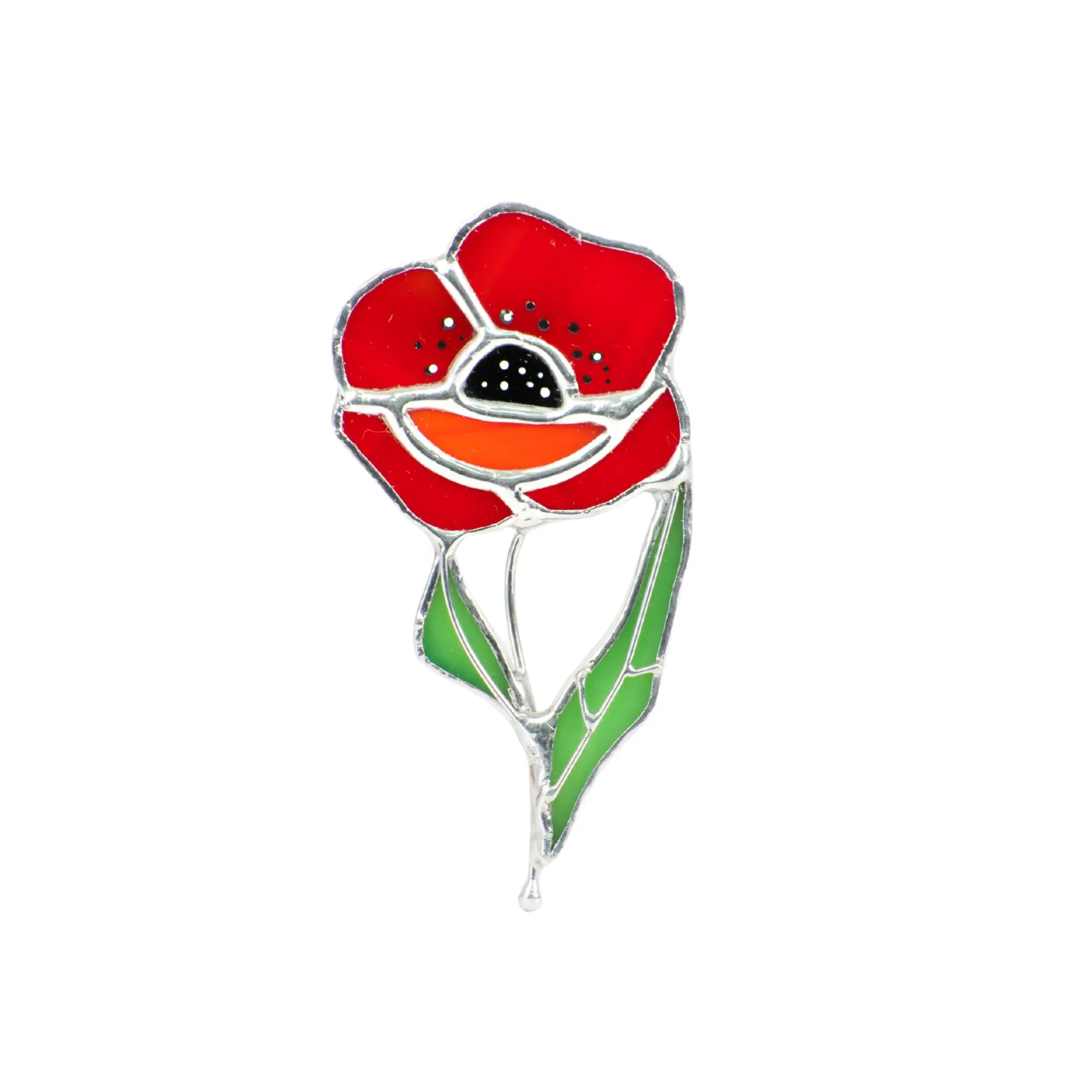 Poppy Pin - Stained Glass Brooch