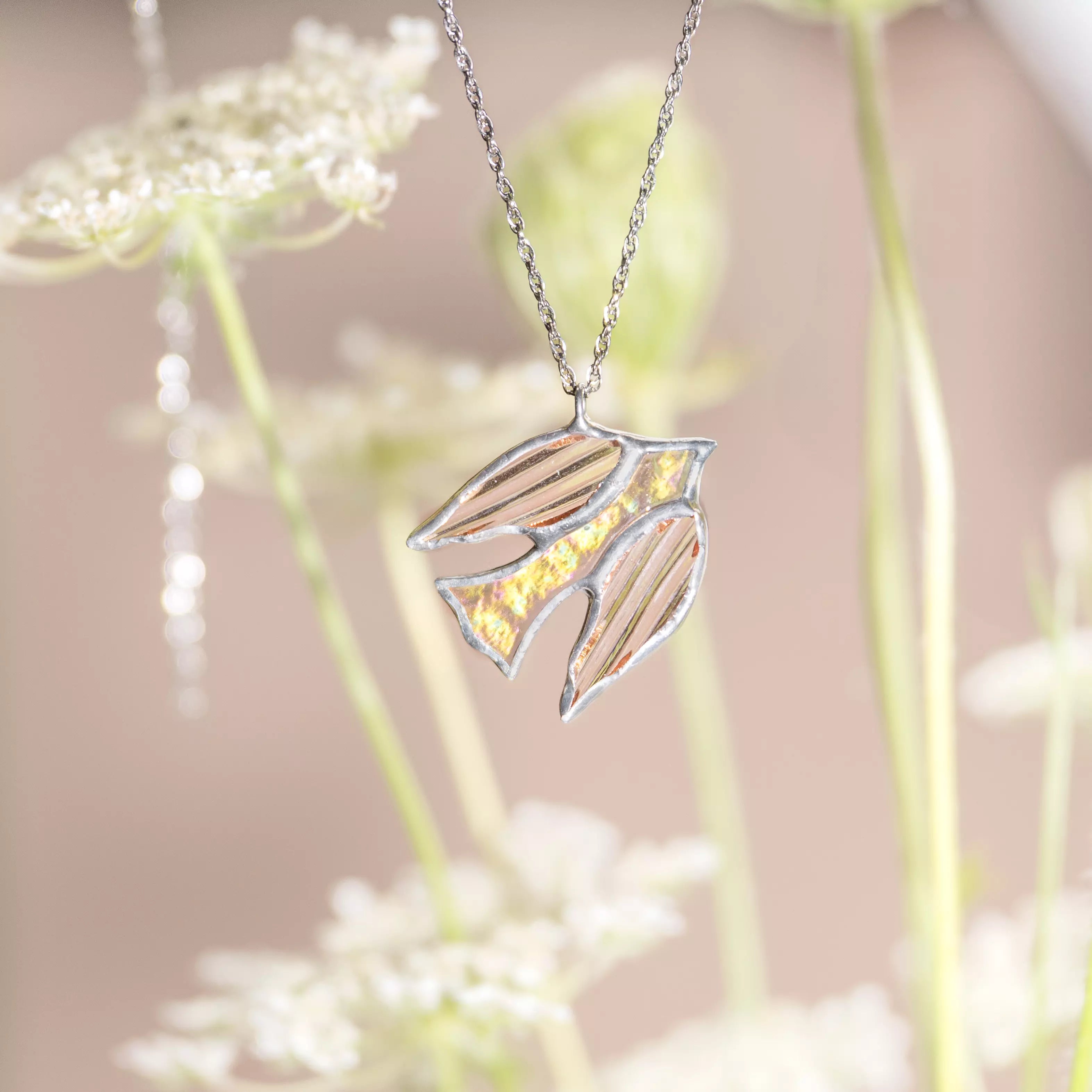 Iridescent Swallow - Stained Glass Necklace