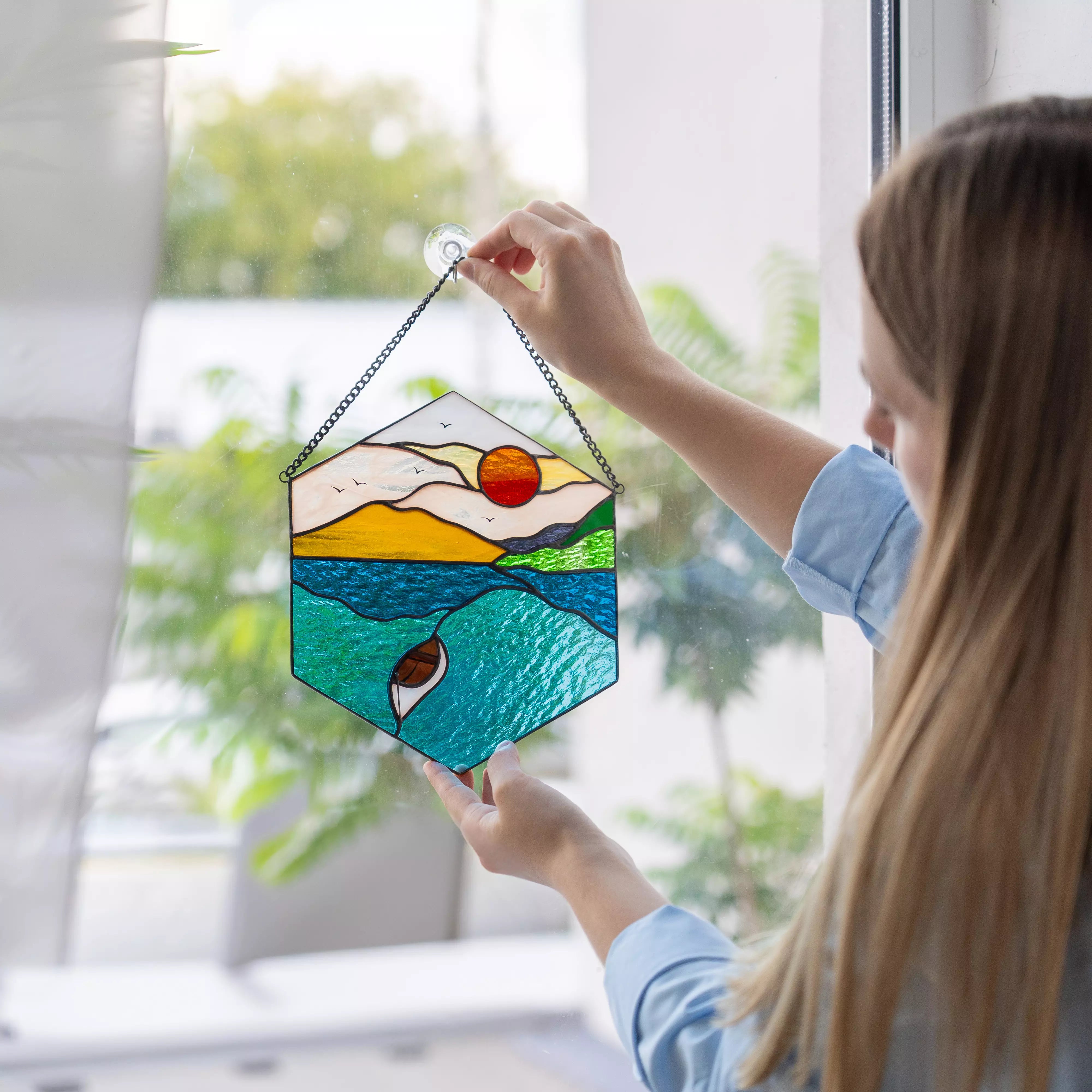 The Waters and the Boat - Stained Glass Panel