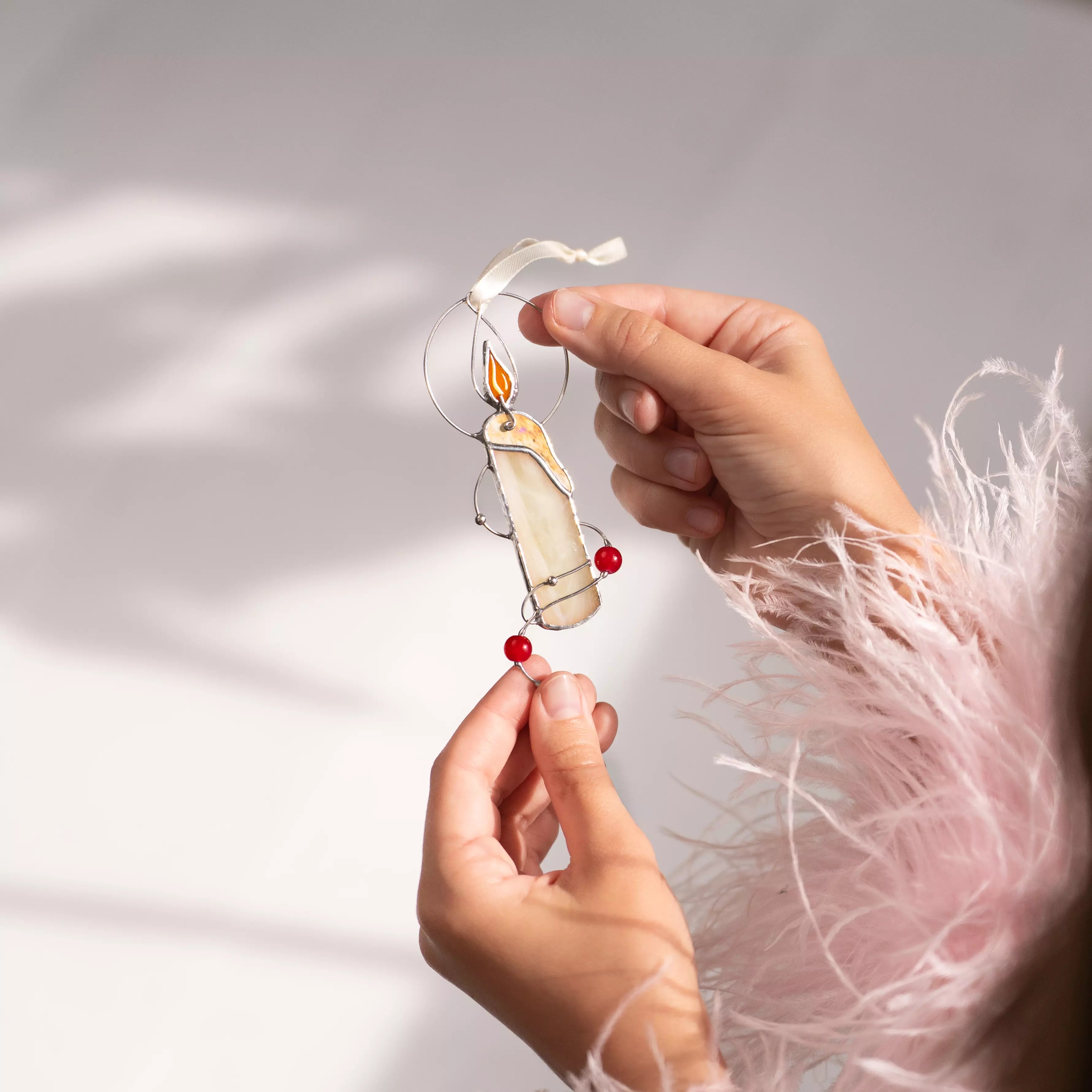Christmas Candle - Stained Glass Suncatcher