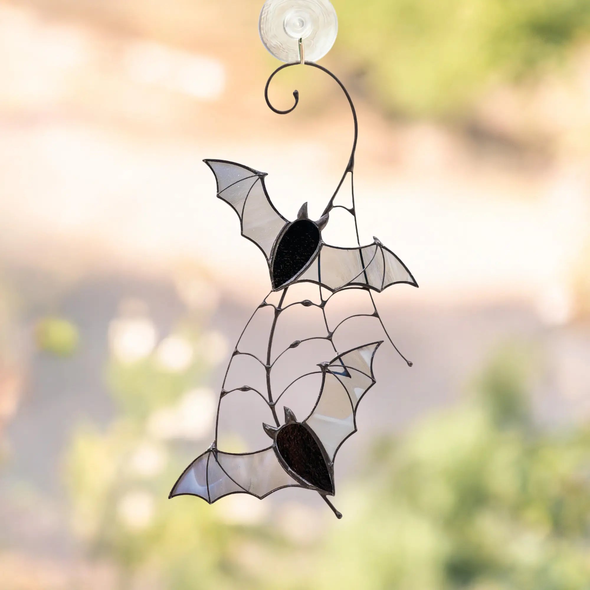 Black Pair of Bats - Halloween Stained Glass Suncatcher