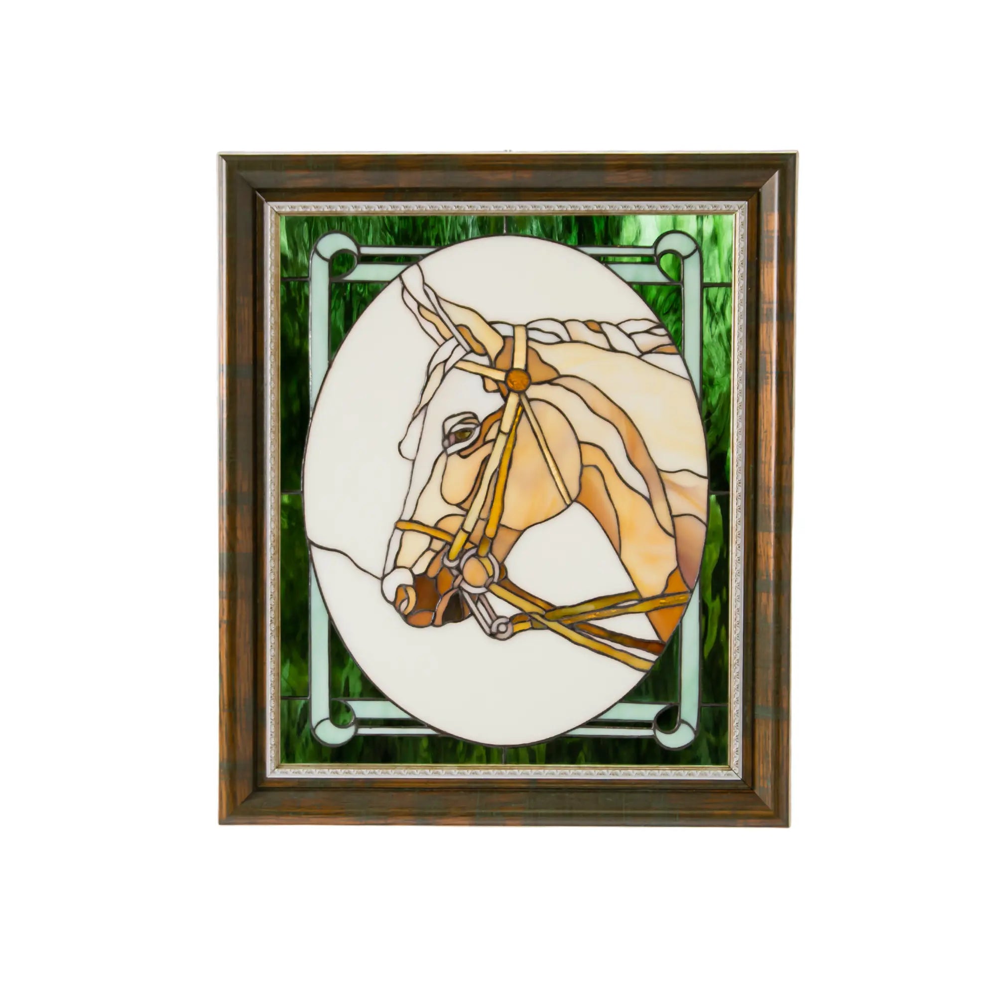 Classic stained glass Horse Framed Panel