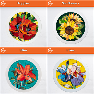 stained glass flowers panels